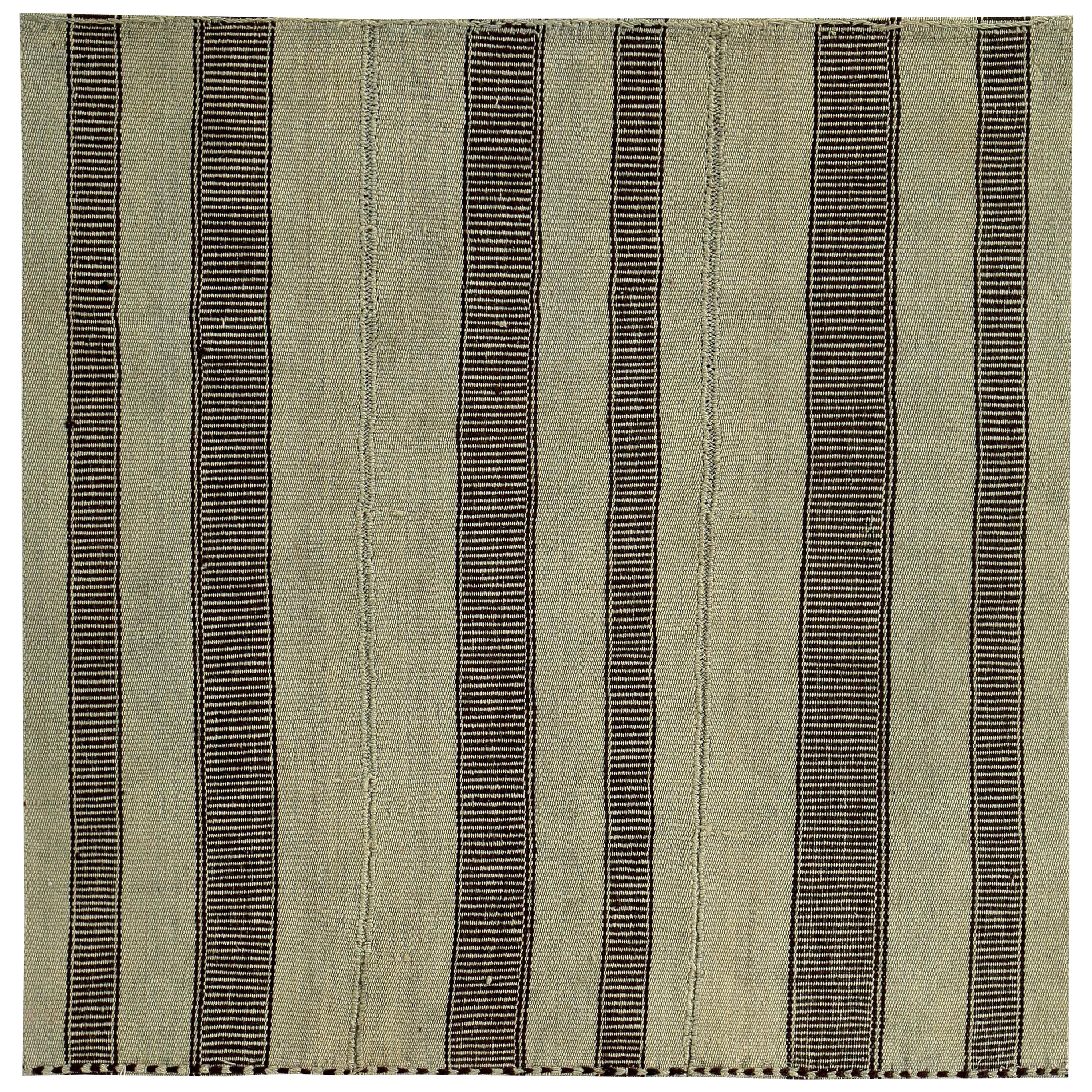 Modern Turkish Kilim Rug with Brown Stripes on a Beige Field For Sale