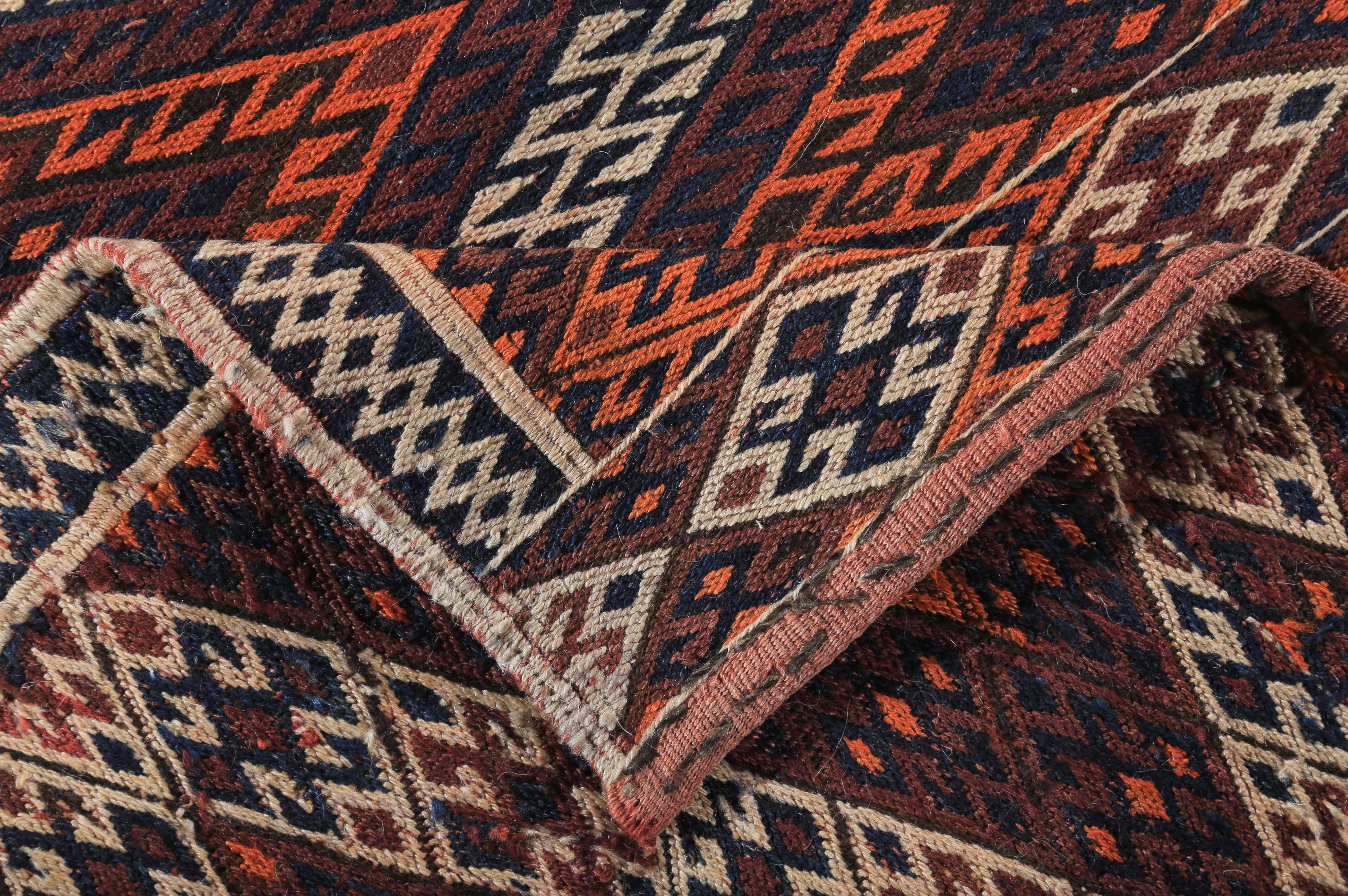 Contemporary Modern Turkish Kilim Rug with Orange and White Tribal Diamonds For Sale