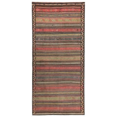 Tapis de Turquie moderne Kilim à rayures rouges, vertes et jaunes