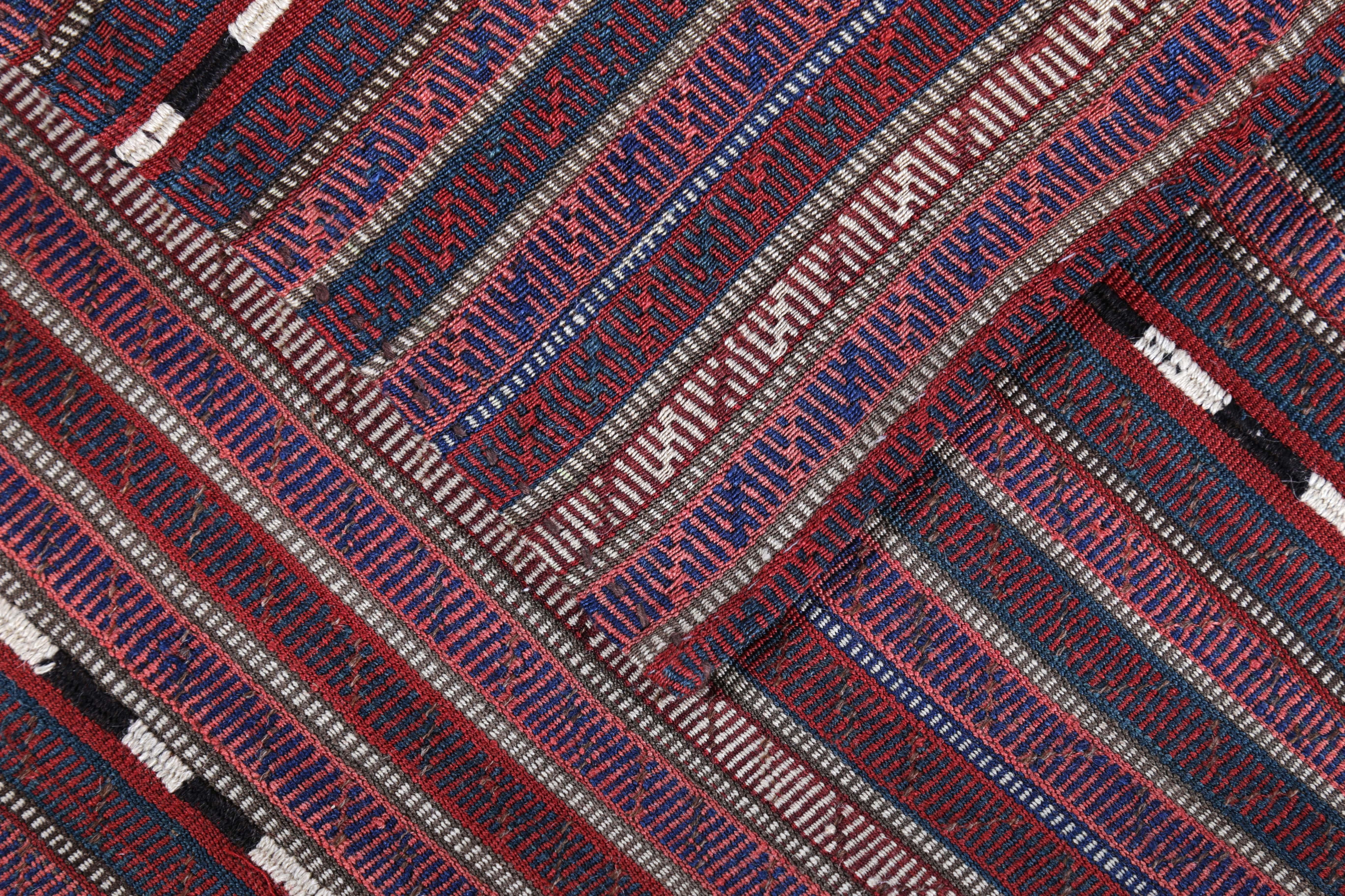 Modern Turkish Kilim Rug with Red, Pink and White Pencil Stripes In New Condition For Sale In Dallas, TX