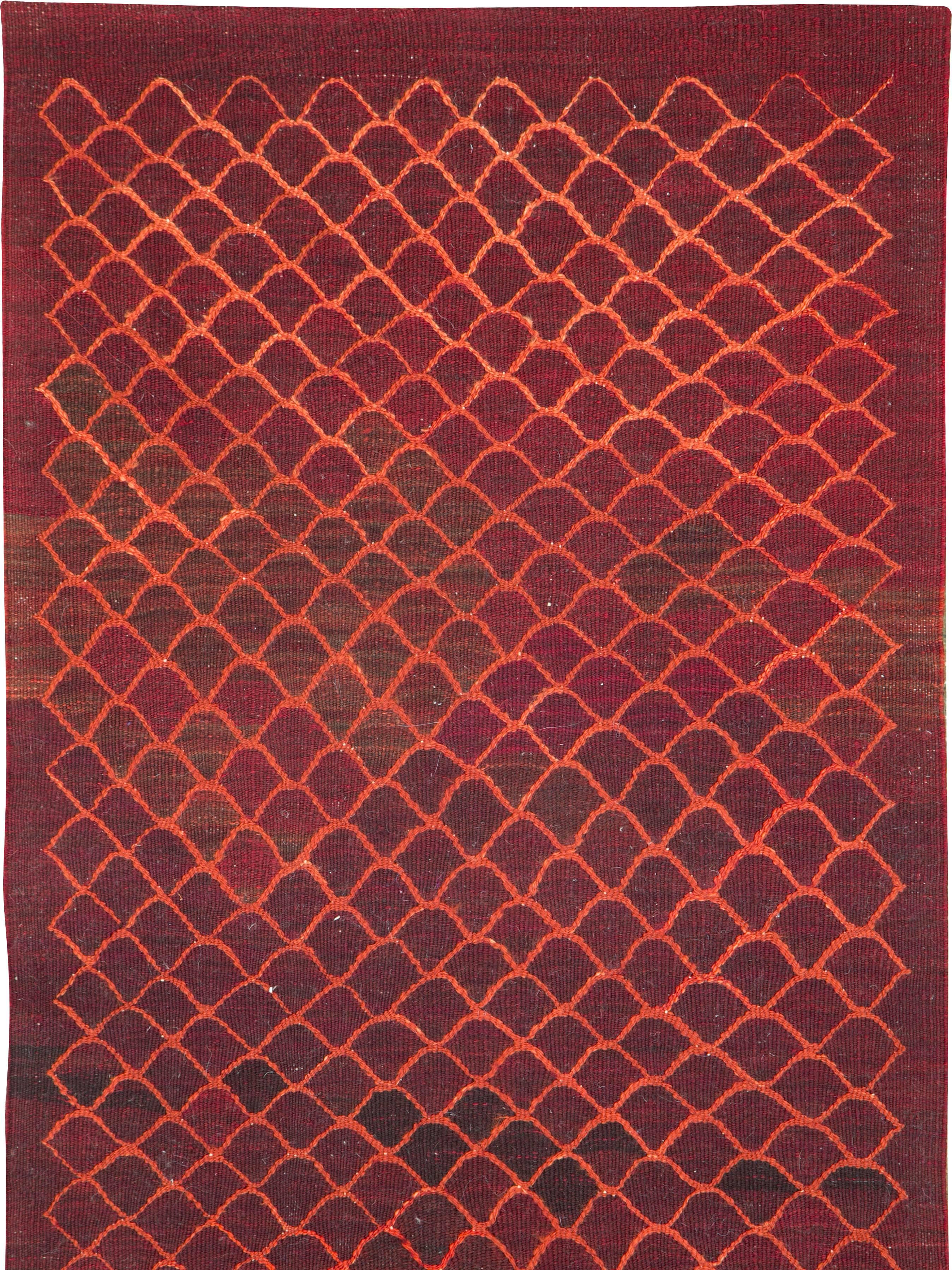 A modern Turkish flat-weave Kilim runner from the 21st century.