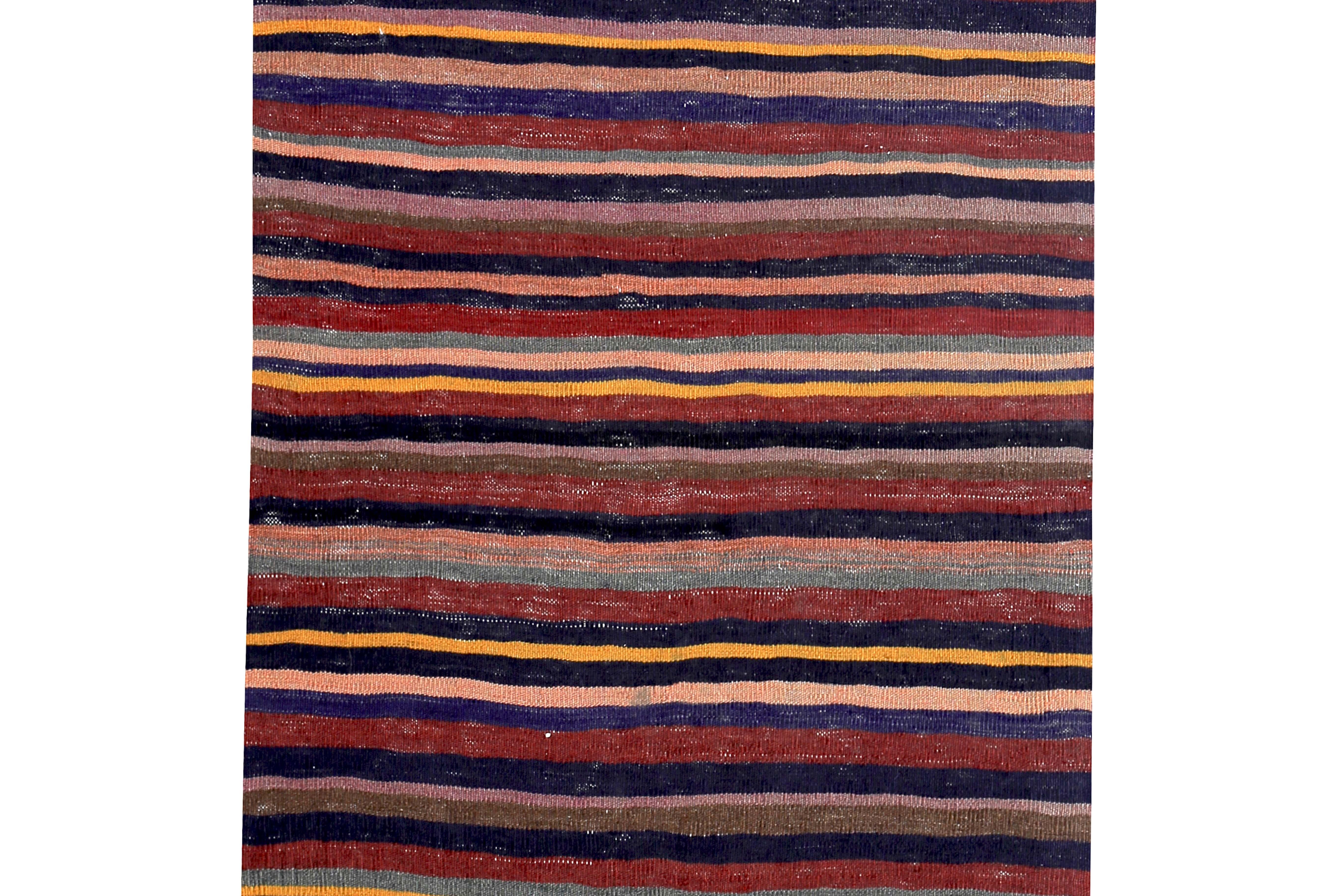 Moderner türkischer Kelim-Läufer mit roten, orangefarbenen und blauen Streifen (Türkisch) im Angebot