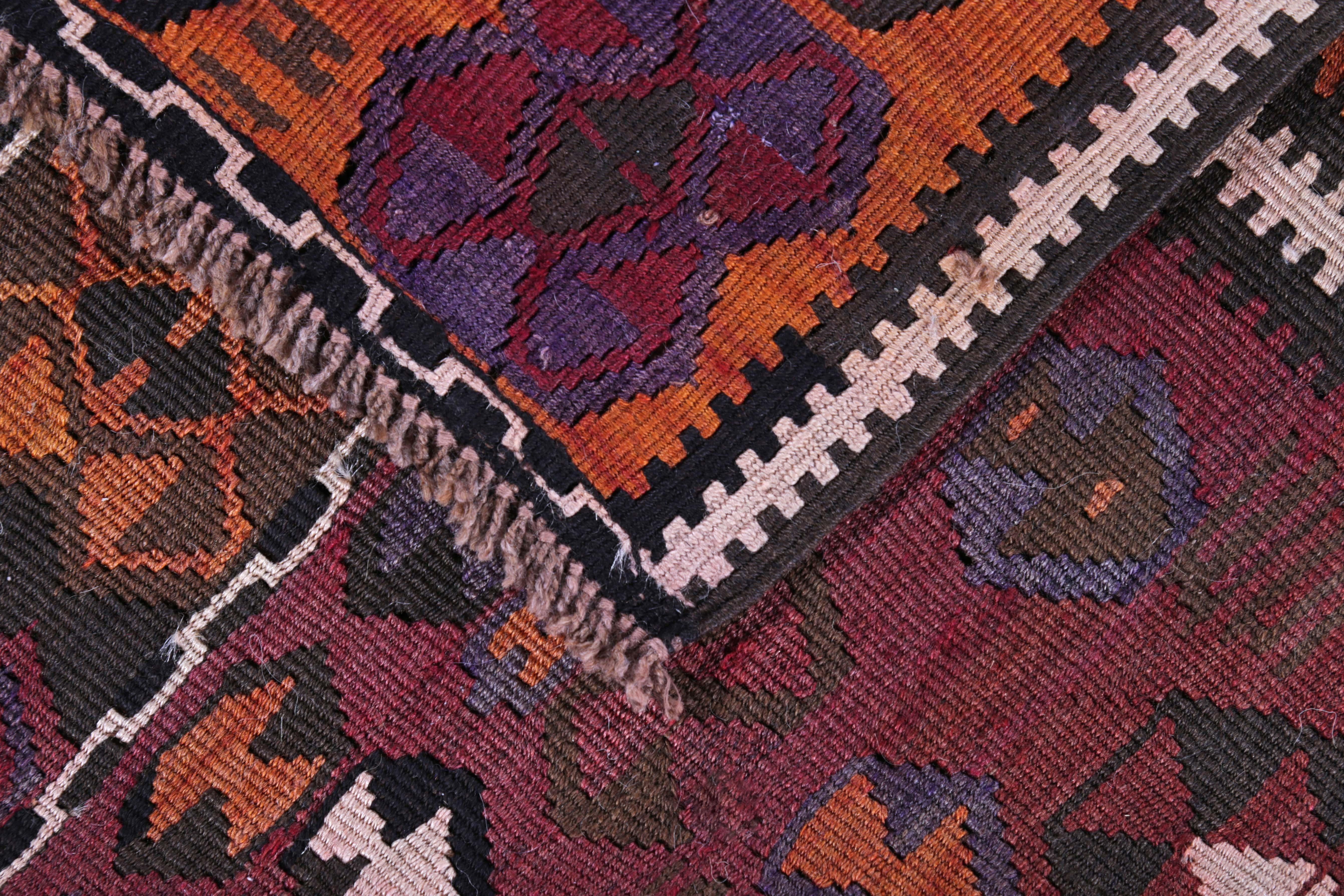 Modern Turkish Kilim Runner Rug with Red, Orange and Brown Tribal Design In New Condition For Sale In Dallas, TX