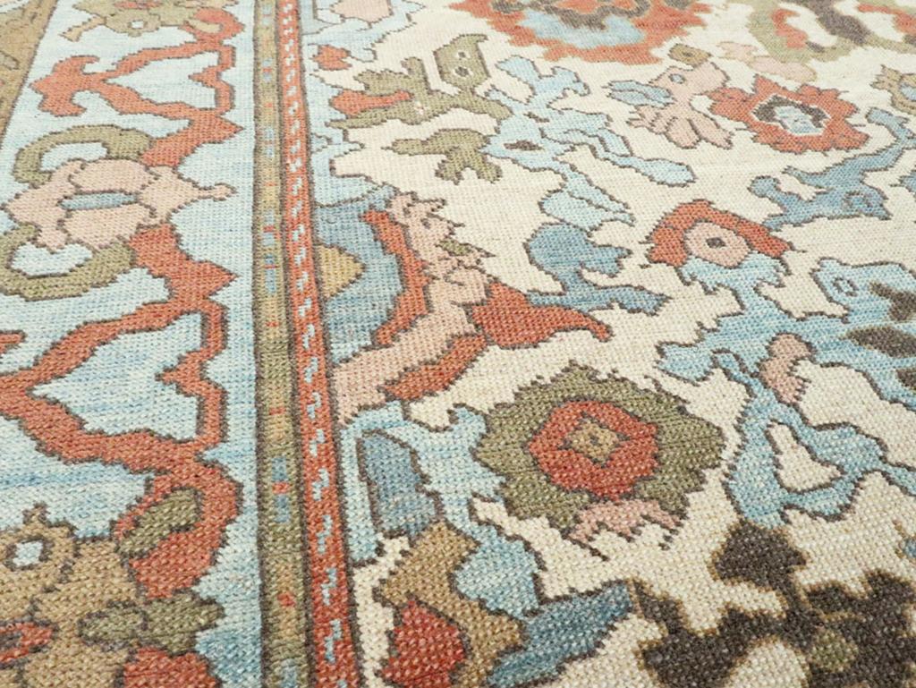 Hand-Knotted Modern Turkish Oushak Accent Carpet For Sale