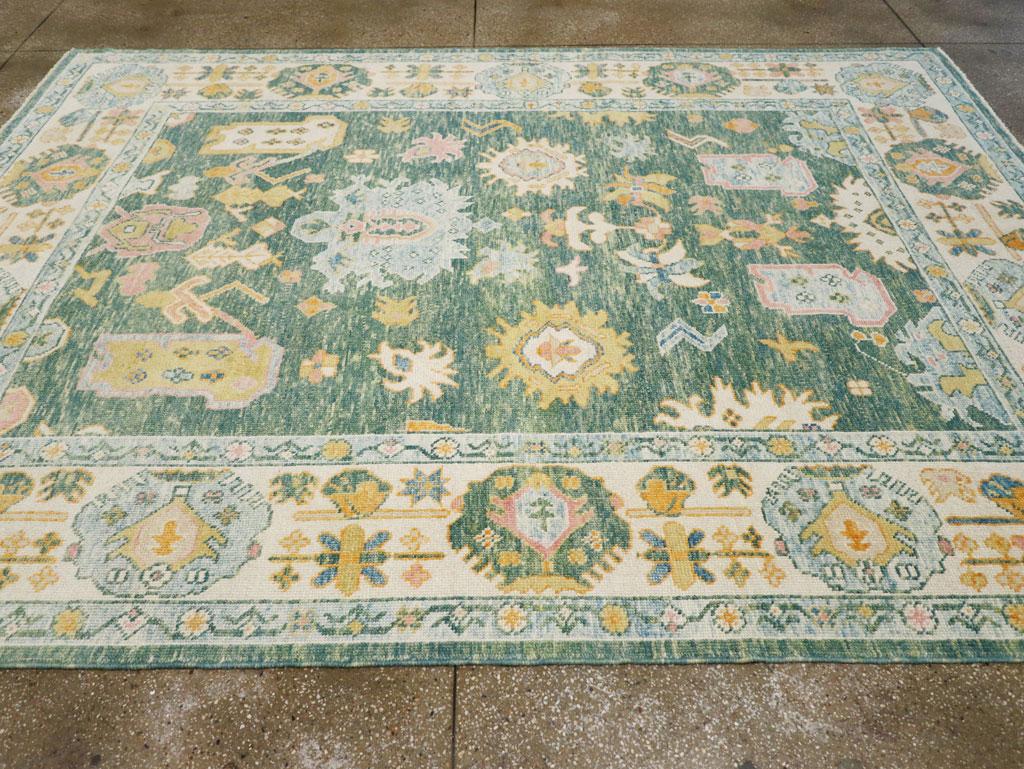 Modern Turkish Oushak Accent Carpet In New Condition For Sale In New York, NY