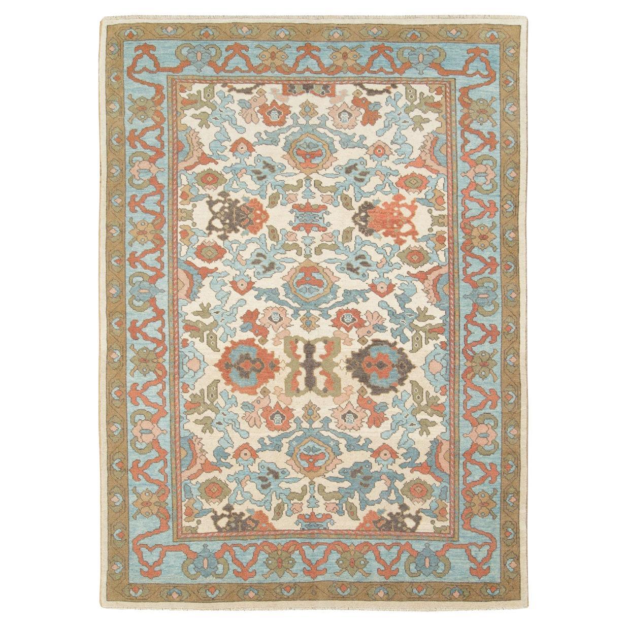 Modern Turkish Oushak Accent Carpet