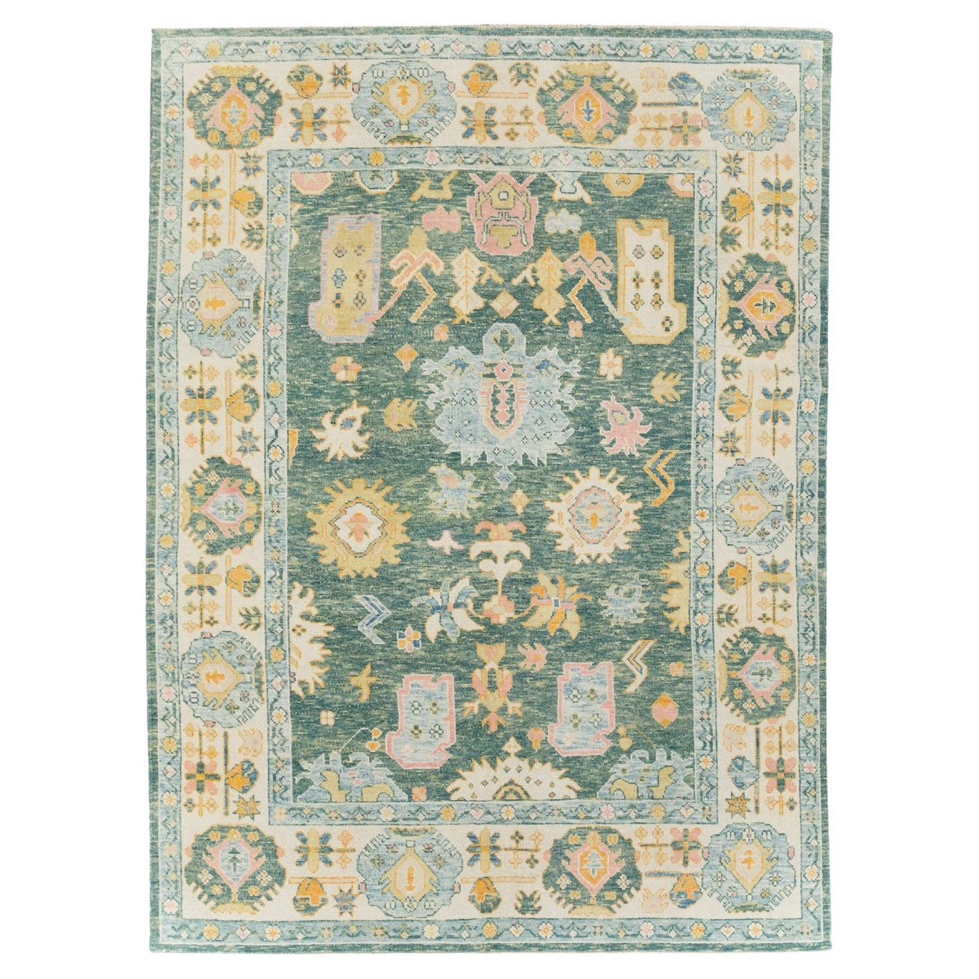 Modern Turkish Oushak Accent Carpet
