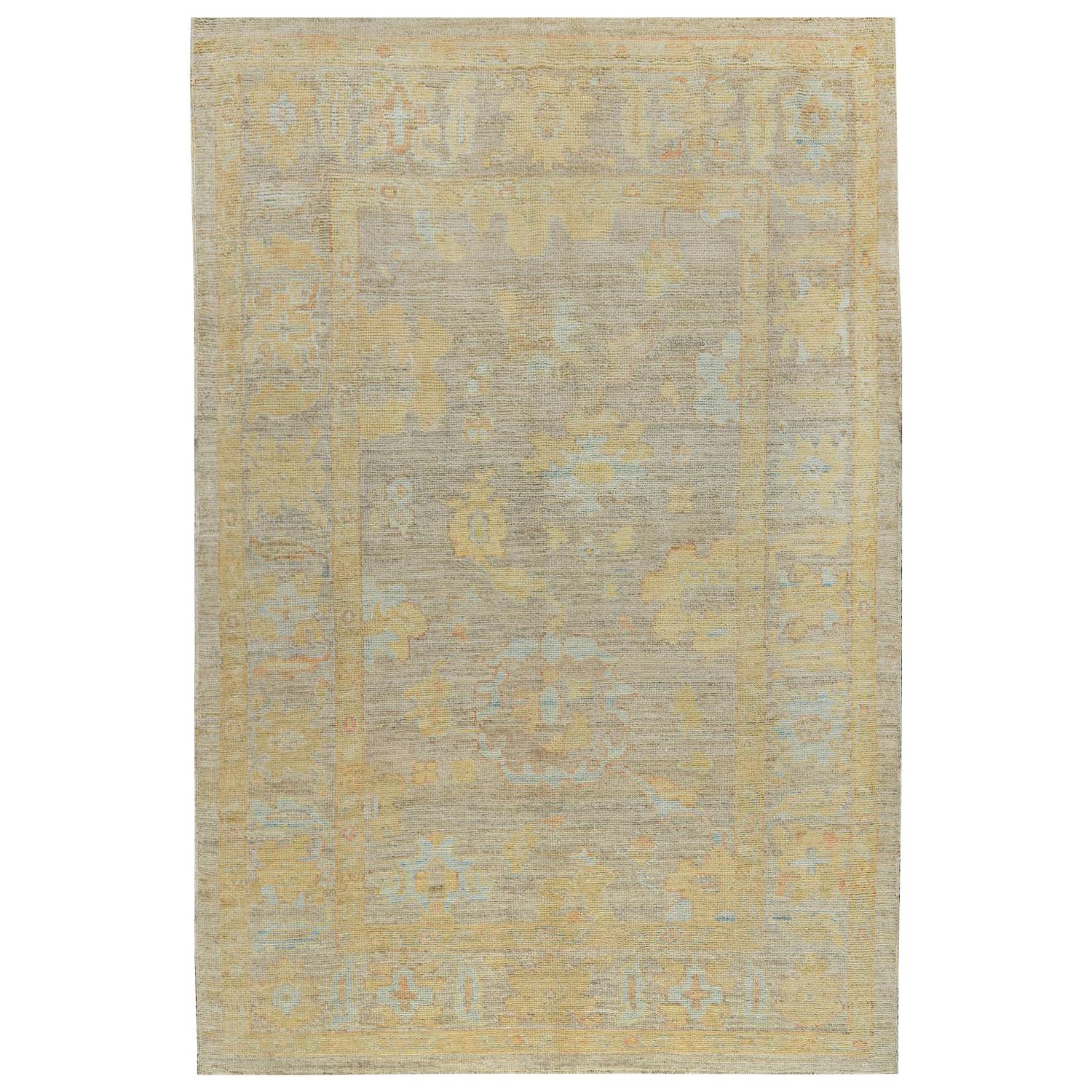 Nazmiyal Collection Modern Turkish Oushak. 6 ft 5 in x 9 ft 7 in