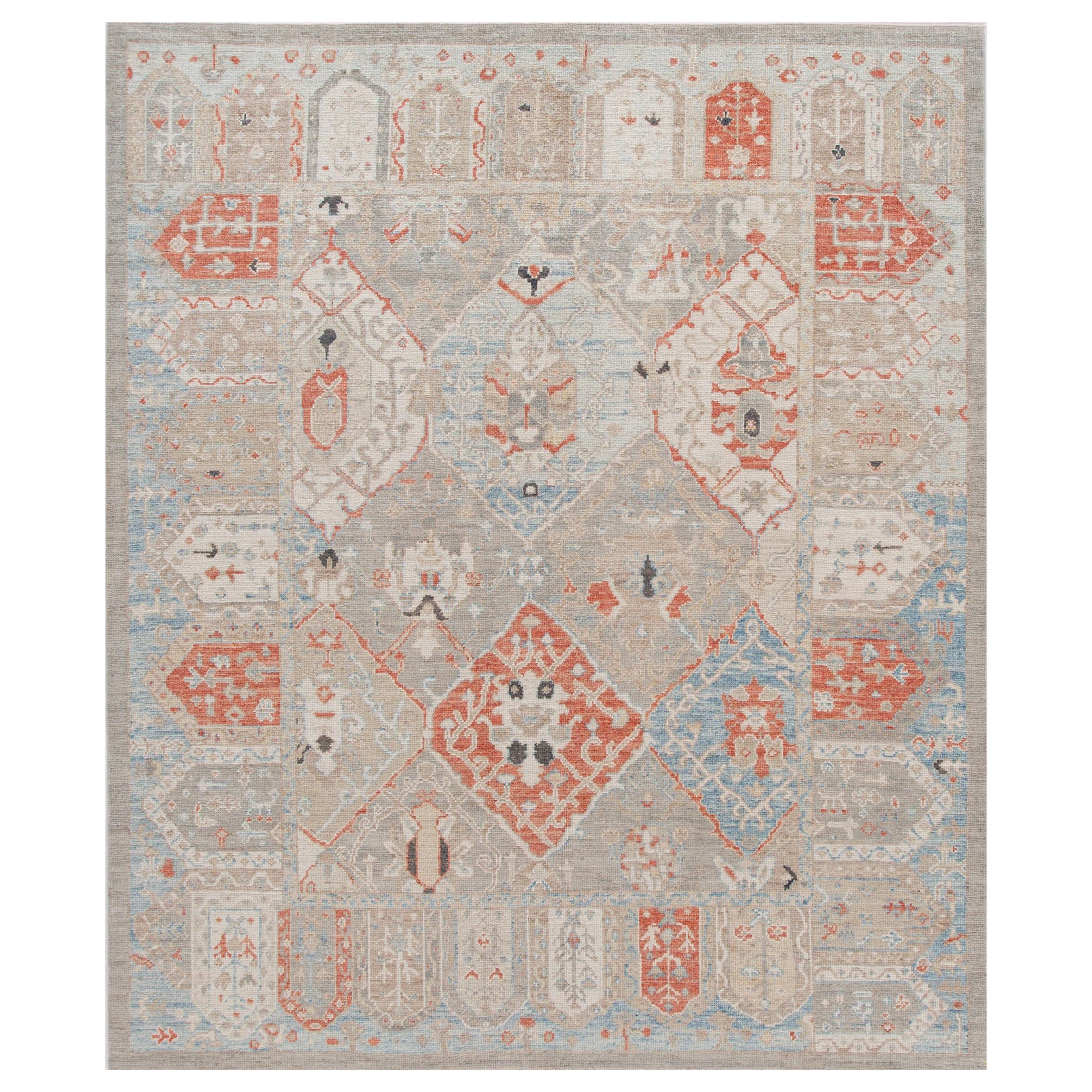 Pink and Purple Contemporary Handmade Wool Turkish Oushak Rug For Sale