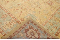 Modern Turkish Oushak Handmade Floral Goldenrod Oversize Wool Rug
