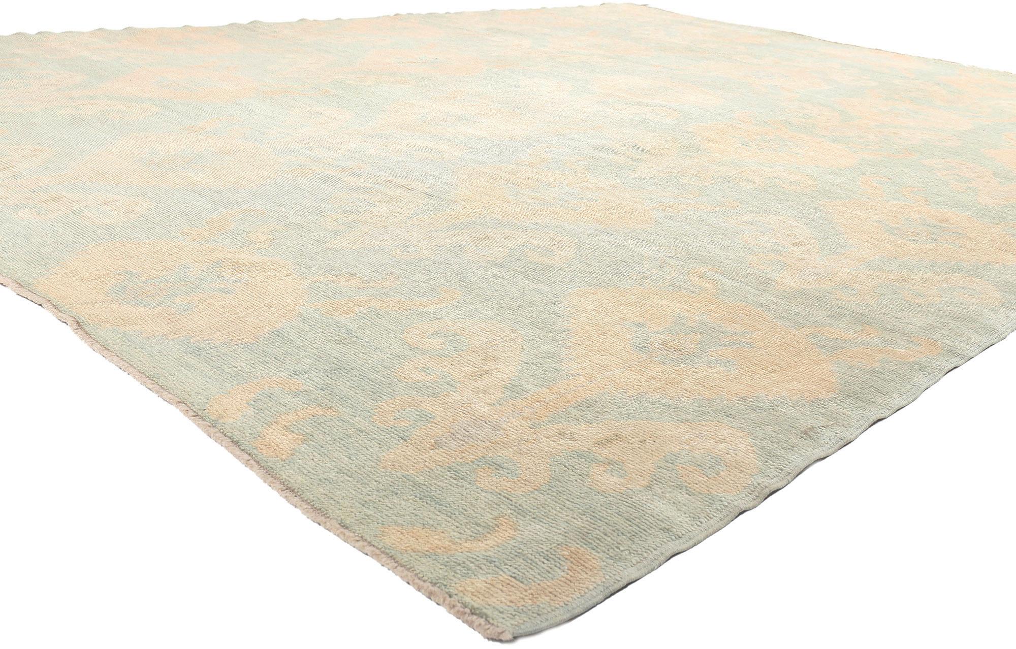 50729 Modern Oushak Turkish Rug, 09'03 X 12'06. Experience the harmonious convergence of contemporary elegance, Biophilic Design, and sustainable craftsmanship in our hand-knotted wool Turkish Oushak rug. This exquisite piece not only exudes