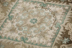 Brown & Blue Geometric Handwoven Wool Vintage Turkish Oushak Rug 3'4" x 5'9"