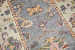 Blue and Pink Floral Design Handwoven Wool Turkish Oushak Rug 4'1" x 7'7"