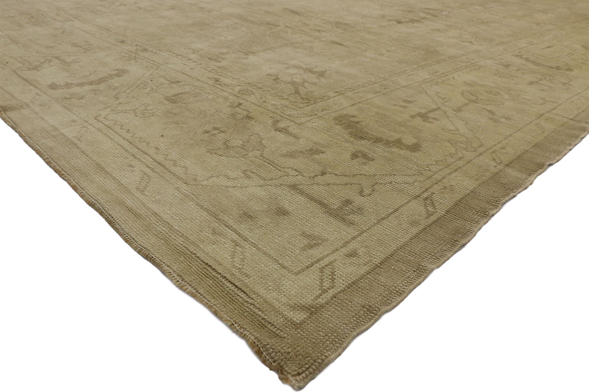 50742 New Contemporary Turkish Oushak Rug with Transitional Modern Style 11'00 x 15'04. From casual elegance to fresh and formal, relish the refinement as this modern Turkish Oushak rug in neutral colors evoke an air of warmth and comfort with its