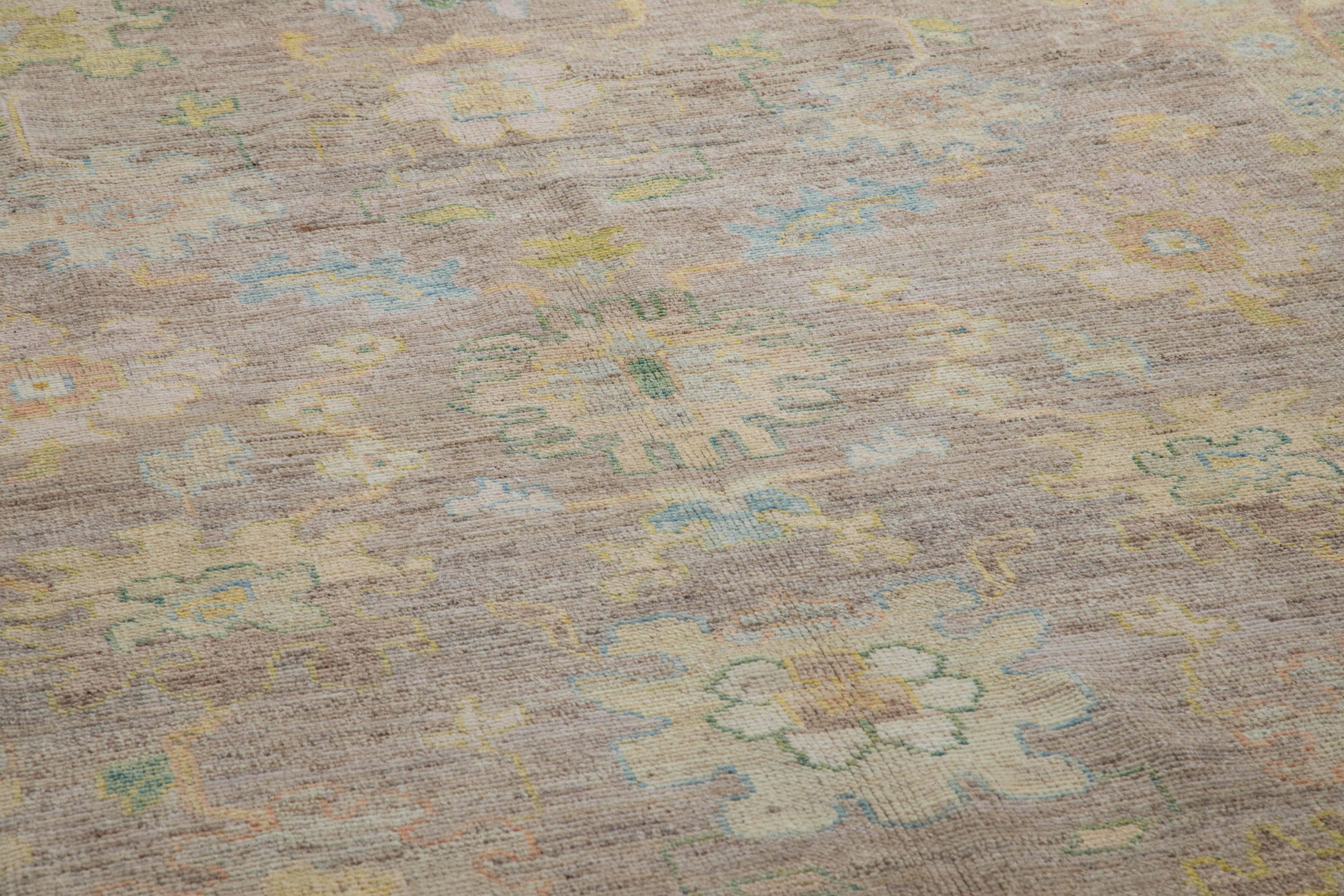 Alfombra turca moderna Oushak Oushak con detalles de jardín de flores de colores Persa en venta