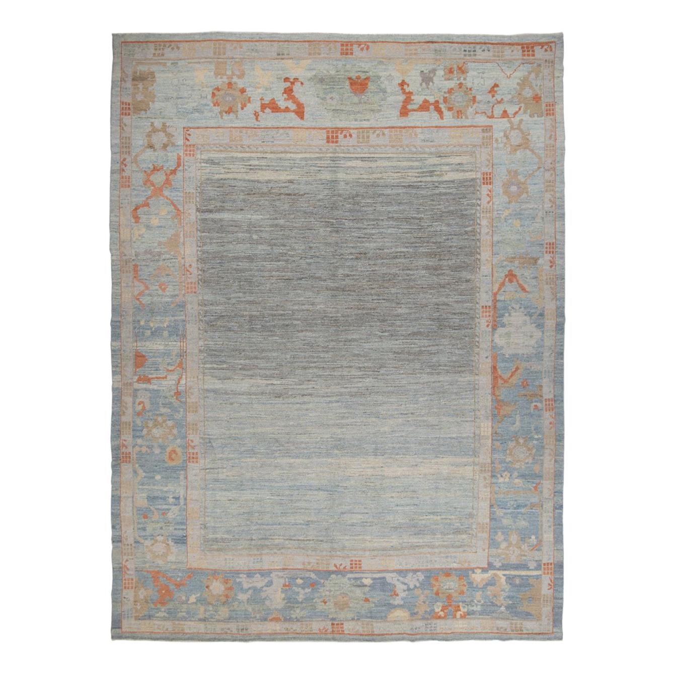 Modern Turkish Oushak Rug. Size: 8 ft 10 in x 11 ft 7 in (2.69 m x 3.53 m)
