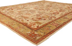 New Modern Earth-Tone Turkish Oushak Carpet with Traditional Style