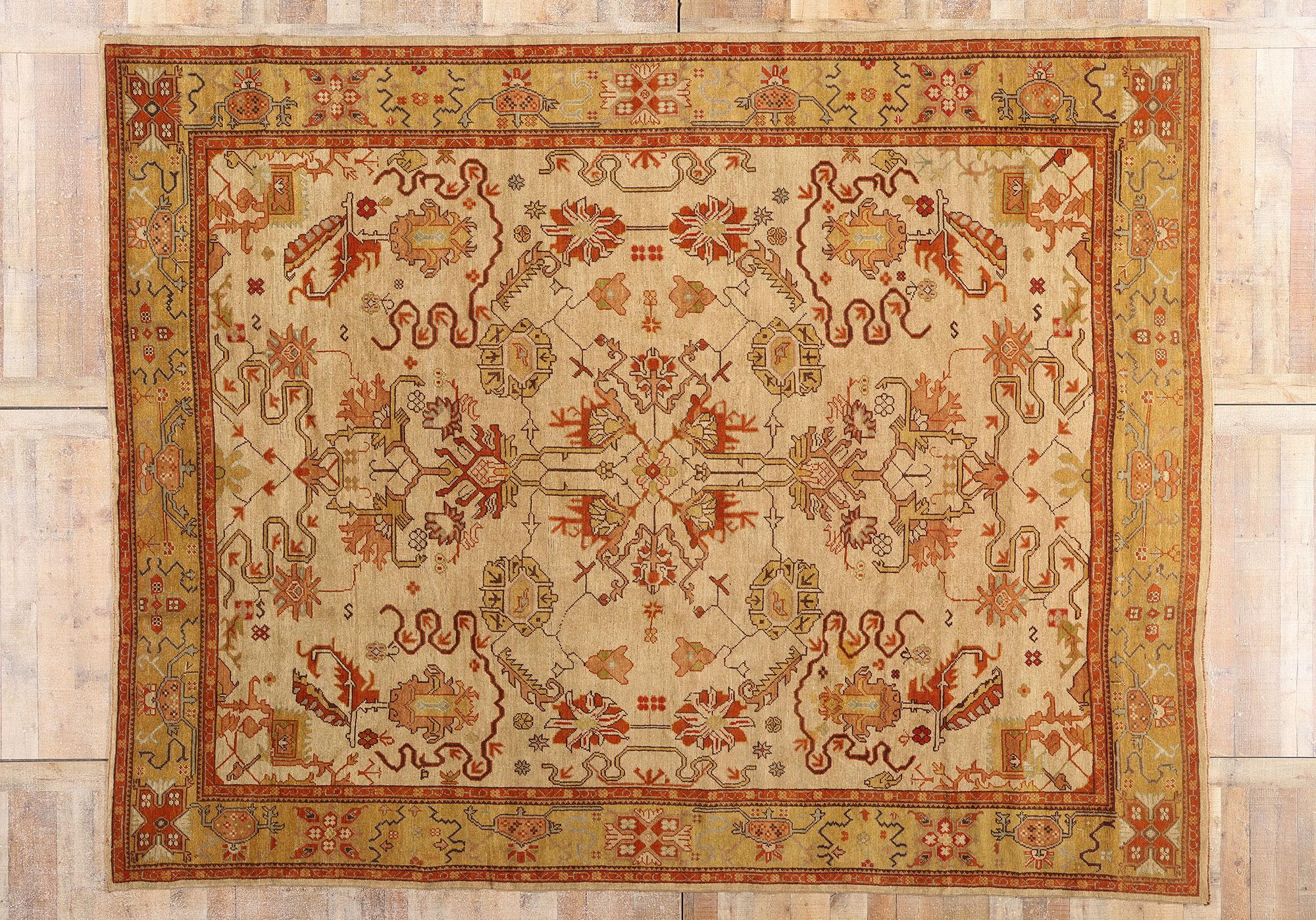 New Modern Earth-Tone Turkish Oushak Carpet with Traditional Style For Sale 3
