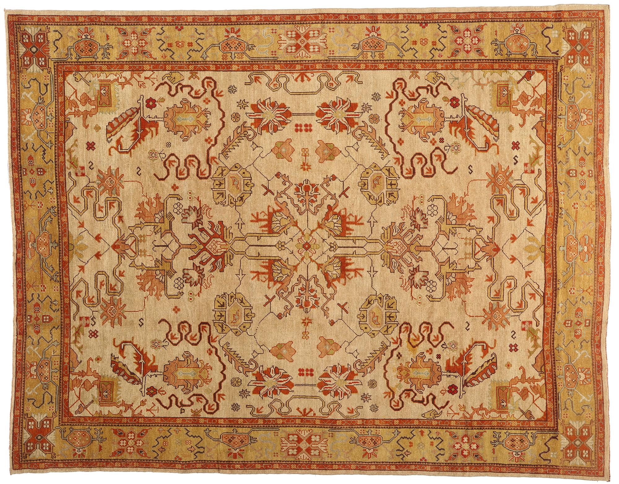 New Modern Earth-Tone Turkish Oushak Carpet with Traditional Style For Sale 4