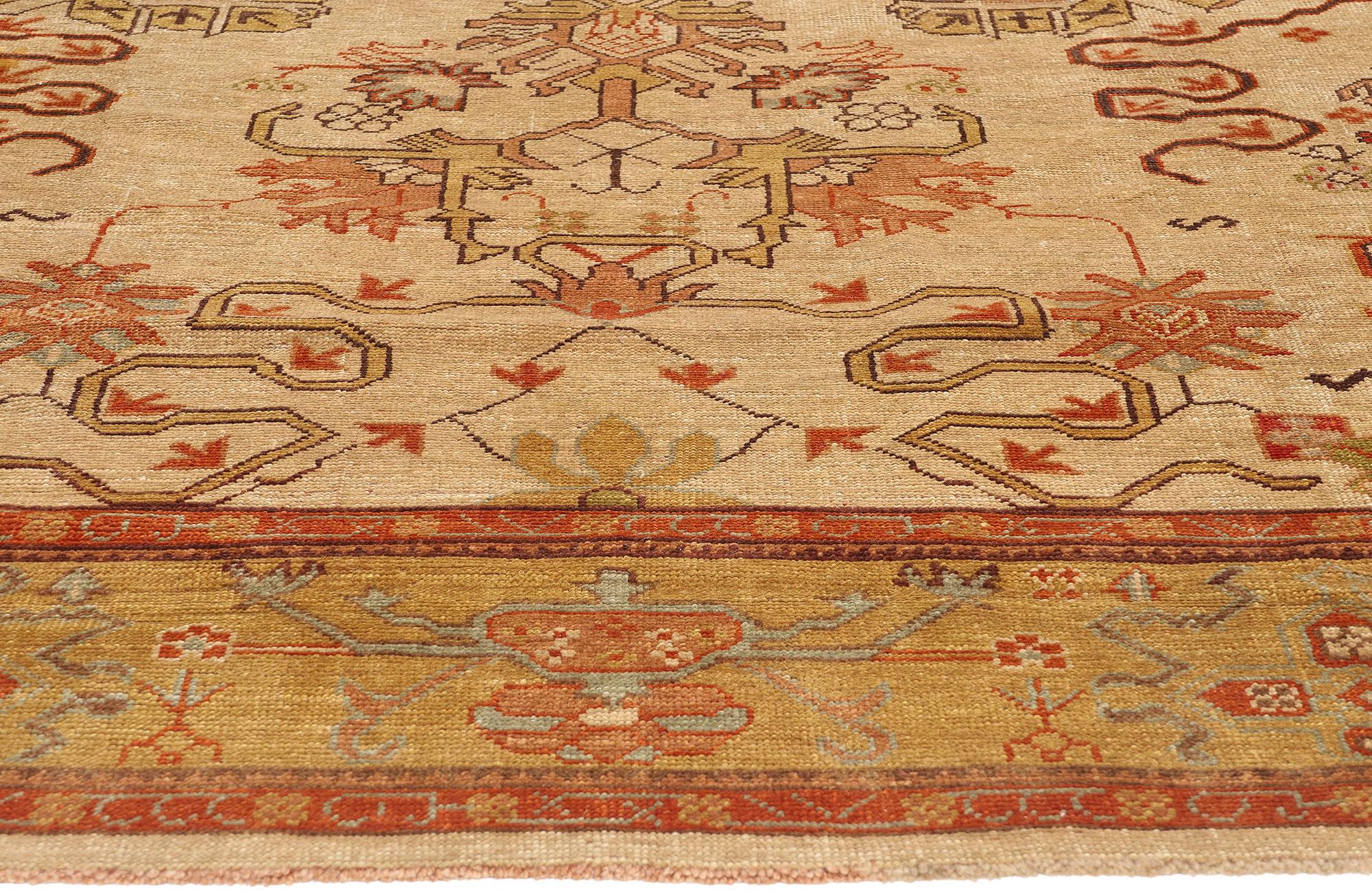 Aesthetic Movement New Modern Earth-Tone Turkish Oushak Carpet with Traditional Style For Sale