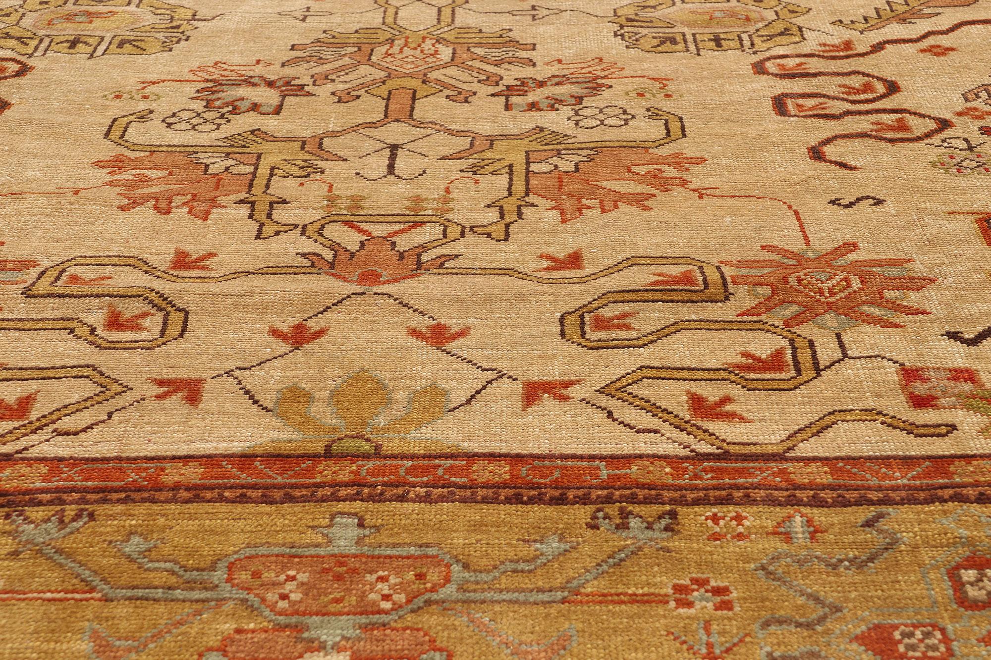 Hand-Knotted New Modern Earth-Tone Turkish Oushak Carpet with Traditional Style For Sale