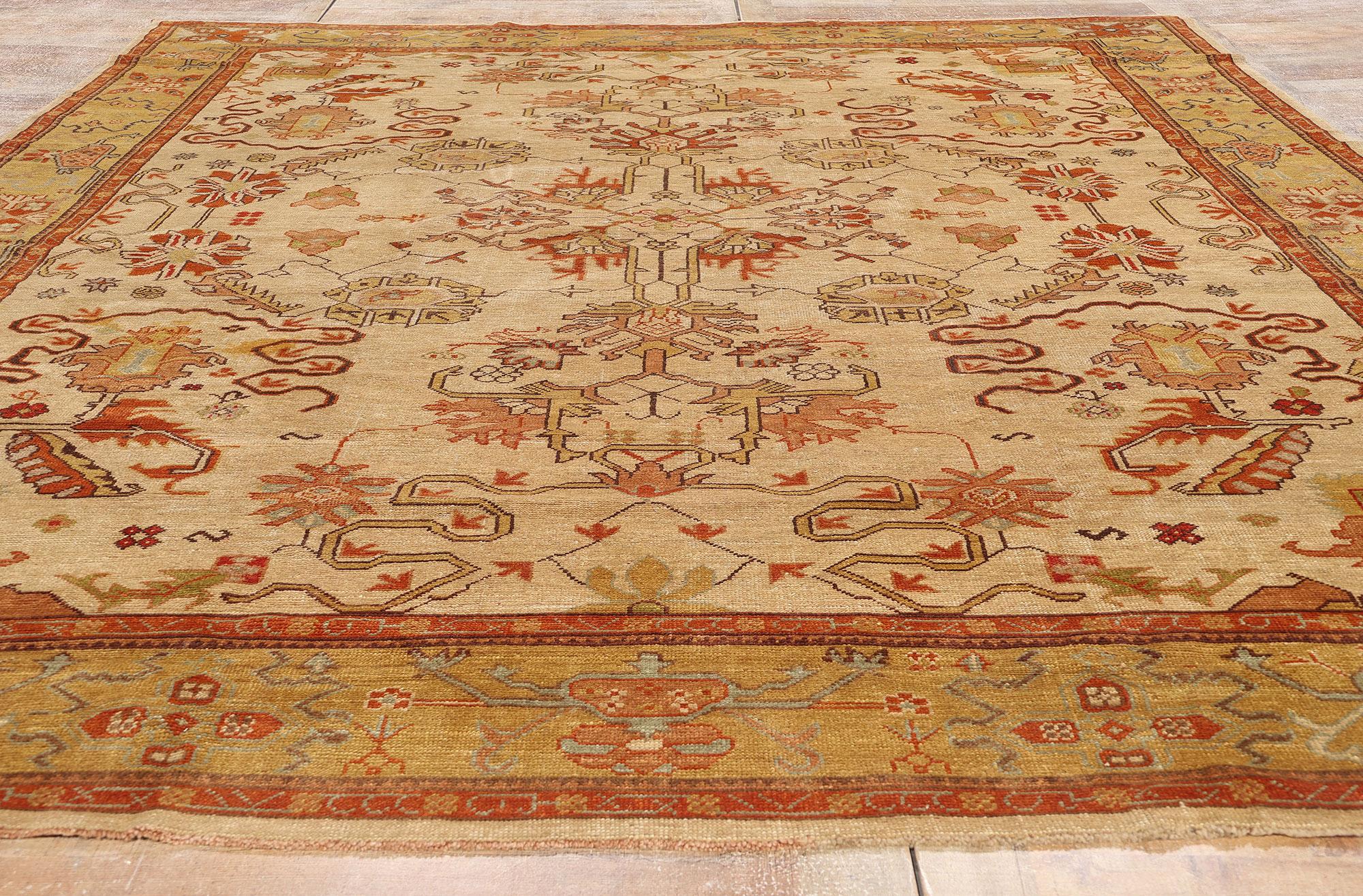New Modern Earth-Tone Turkish Oushak Carpet with Traditional Style For Sale 2