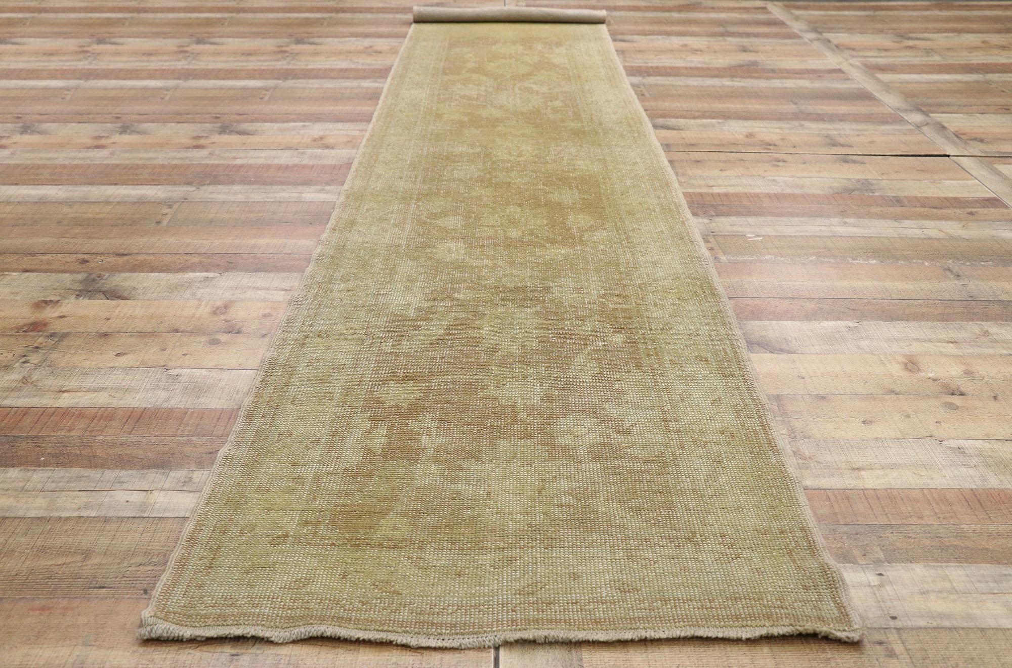Modern Turkish Oushak Runner with Transitional Style and Muted Warm Colors For Sale 3