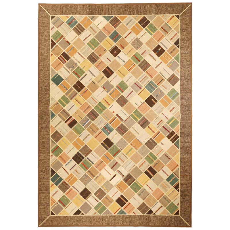 Modern Turkish Rug with Quirky Colored Tiles and Symbols Design For ...