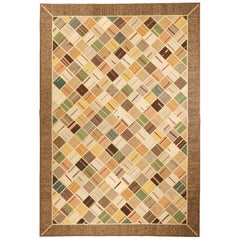 Modern Turkish Patch Kilim Rug with Colored Diagonal Tile Patterns