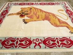 Modern Turkish Pictorial Tiger Room Size Carpet