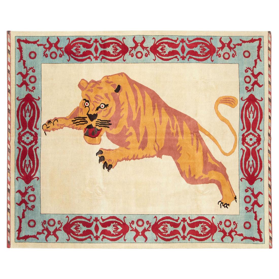 Modern Turkish Pictorial Tiger Room Size Carpet