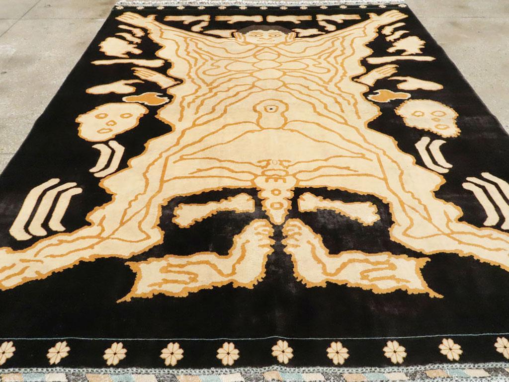 Noué à la main Tapis de chambre pictural turc moderne de taille Tantra en vente