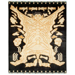 Modern Turkish Pictorial Tantra Room Size Carpet