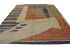 MCM Turkish Rug With Cubism Style and Bauhaus Movement