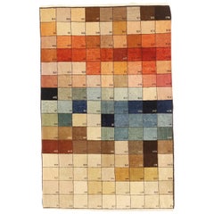 Modern Turkish Rug with Quirky Colored and Numbered Tiles Design