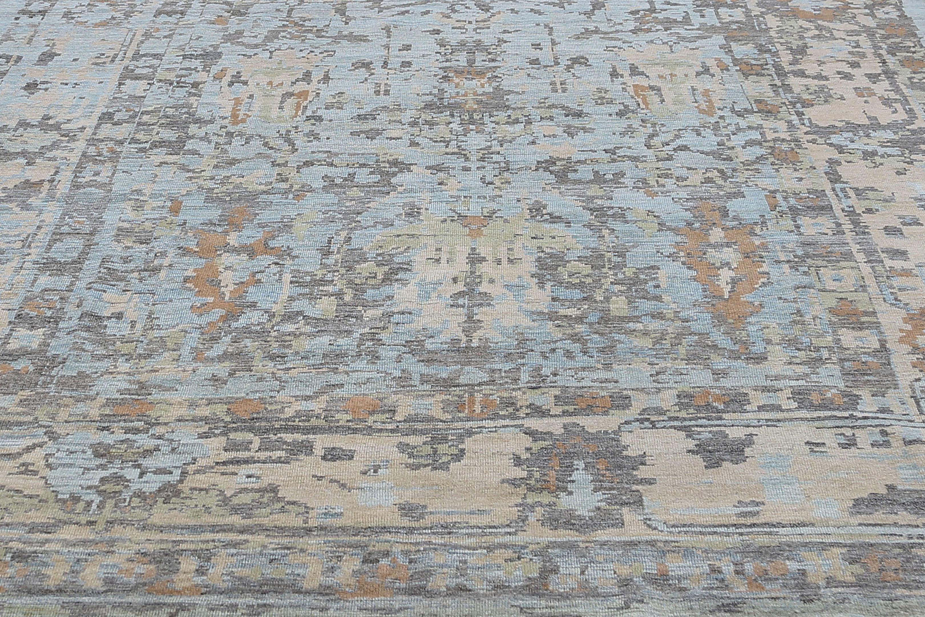 Afghanistan Sultanabad Rugs Circa 1990 - Lana Blu Avorio Arancione - 95526 in vendita 5