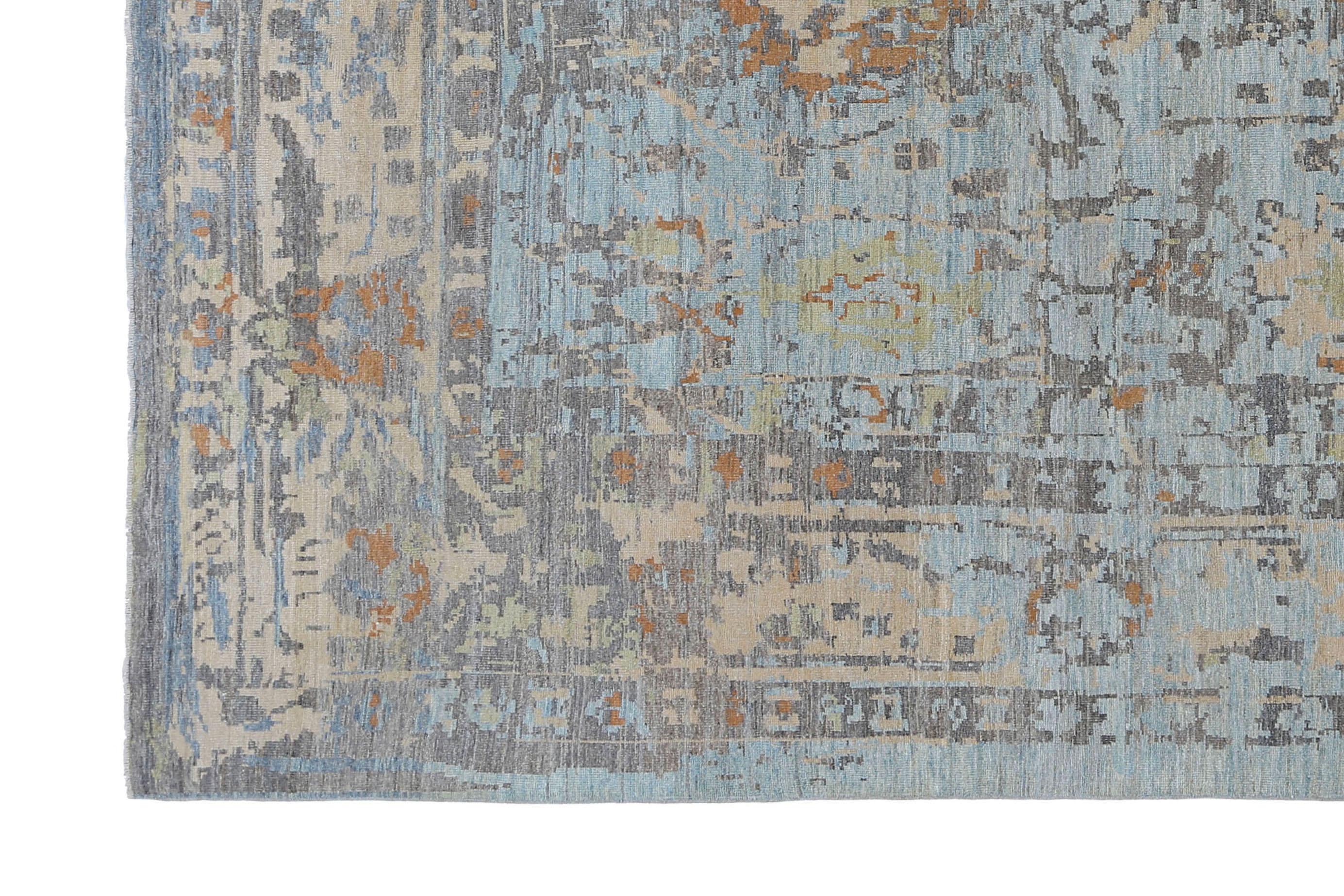 Afghanistan Sultanabad Rugs Circa 1990 - Lana Blu Avorio Arancione - 95526 in vendita 6