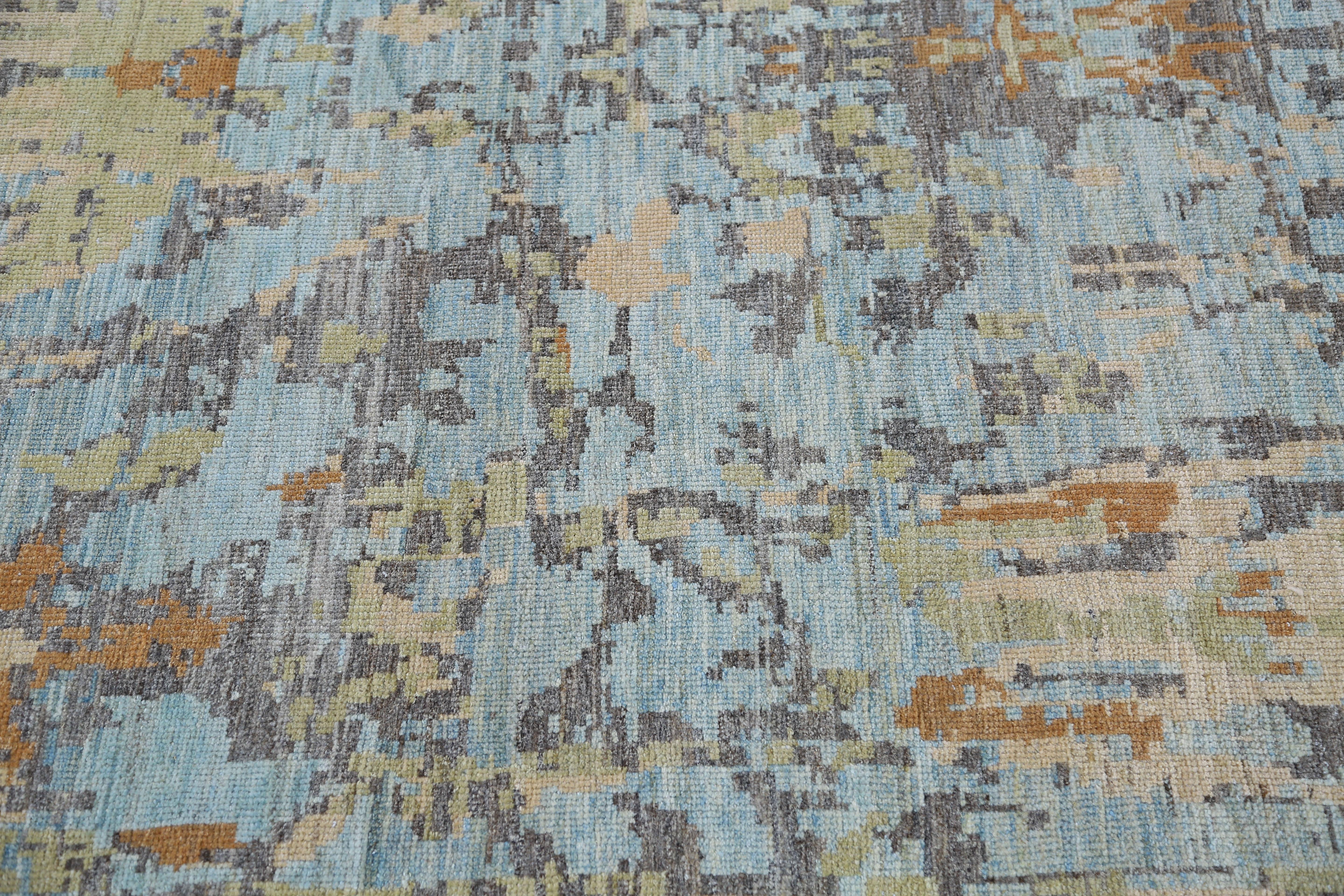 Tribale Afghanistan Sultanabad Rugs Circa 1990 - Lana Blu Avorio Arancione - 95526 in vendita