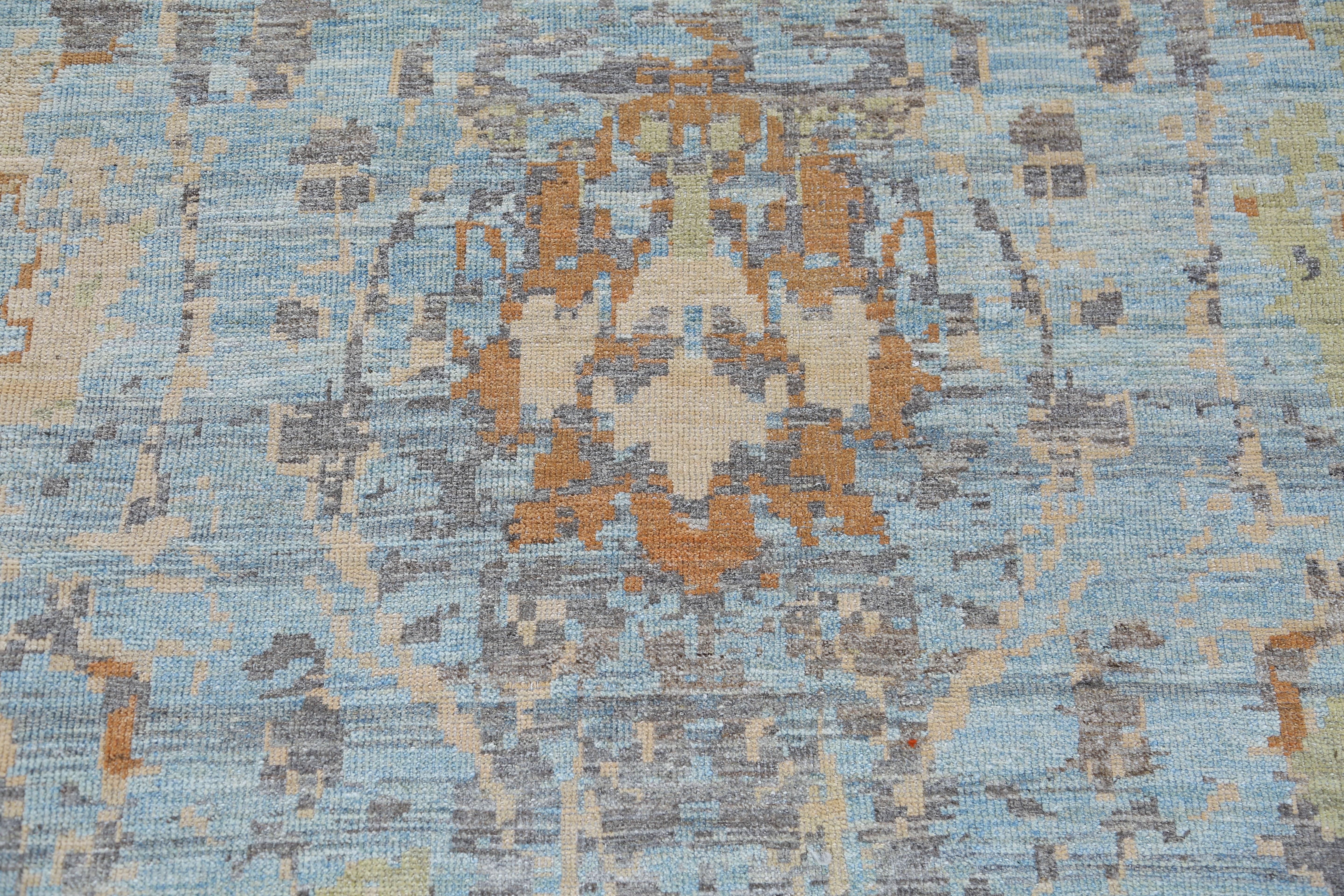 Afghano Afghanistan Sultanabad Rugs Circa 1990 - Lana Blu Avorio Arancione - 95526 in vendita
