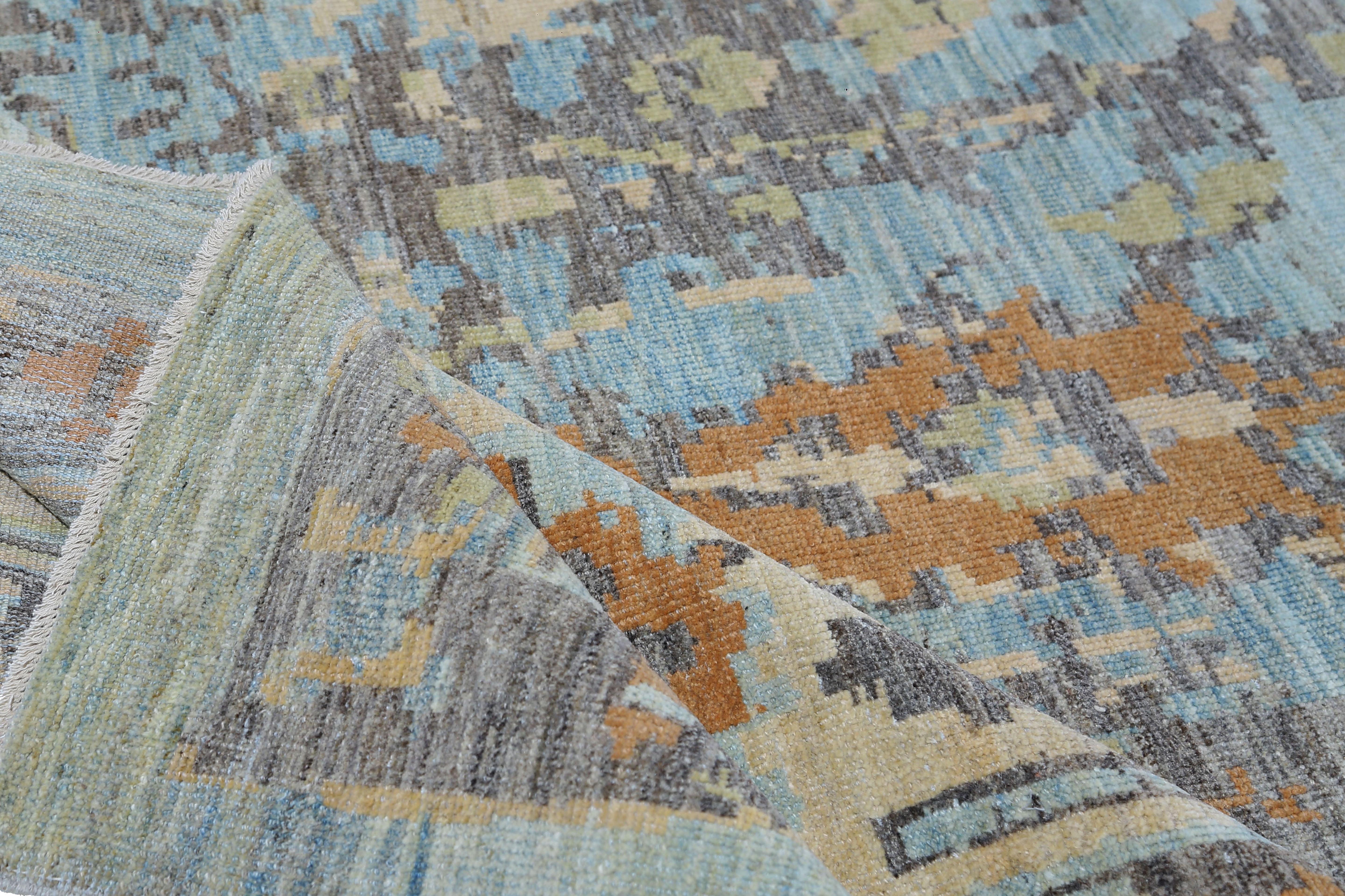 Afghanistan Sultanabad Rugs Circa 1990 - Lana Blu Avorio Arancione - 95526 in vendita 1