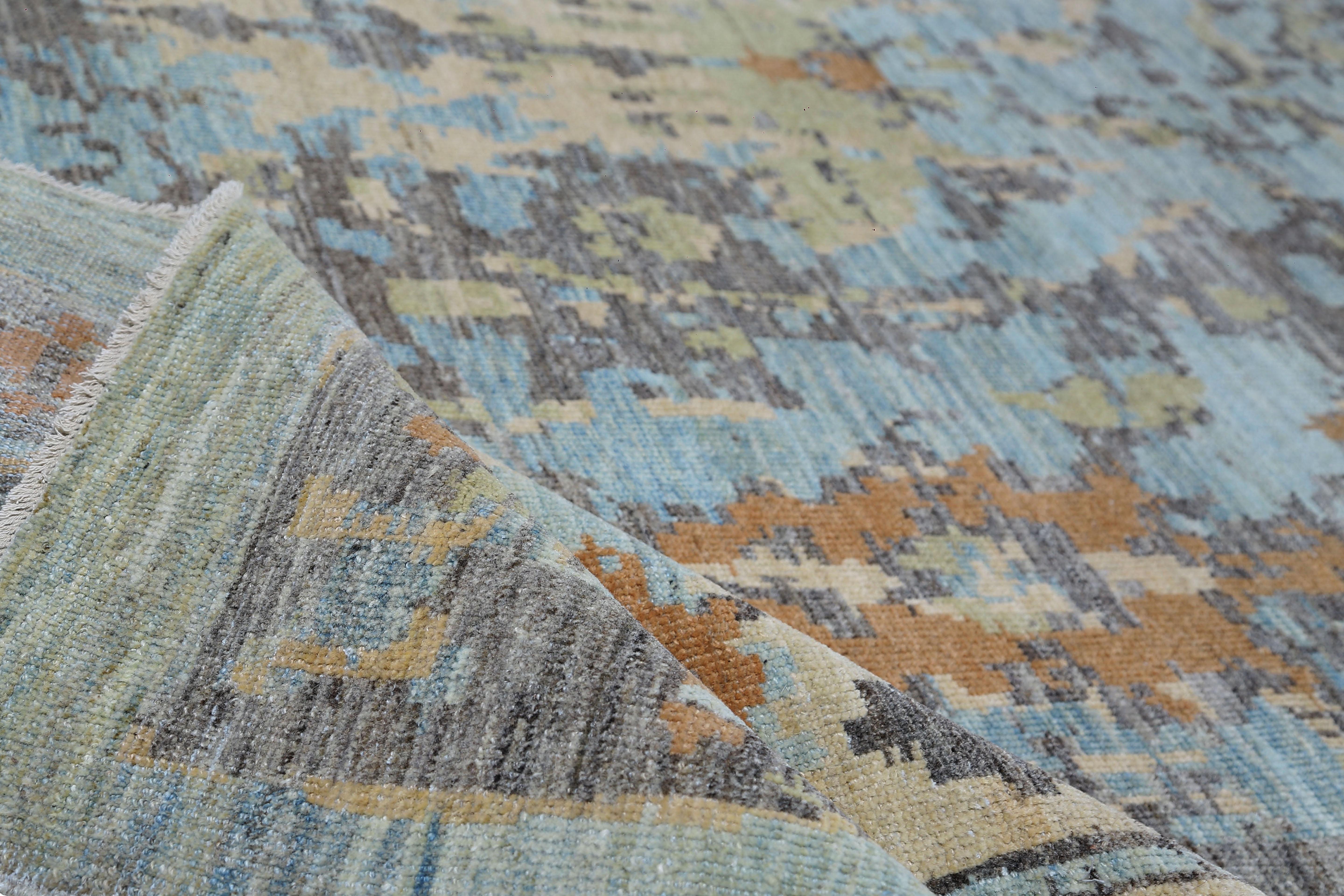 Afghanistan Sultanabad Rugs Circa 1990 - Lana Blu Avorio Arancione - 95526 in vendita 2