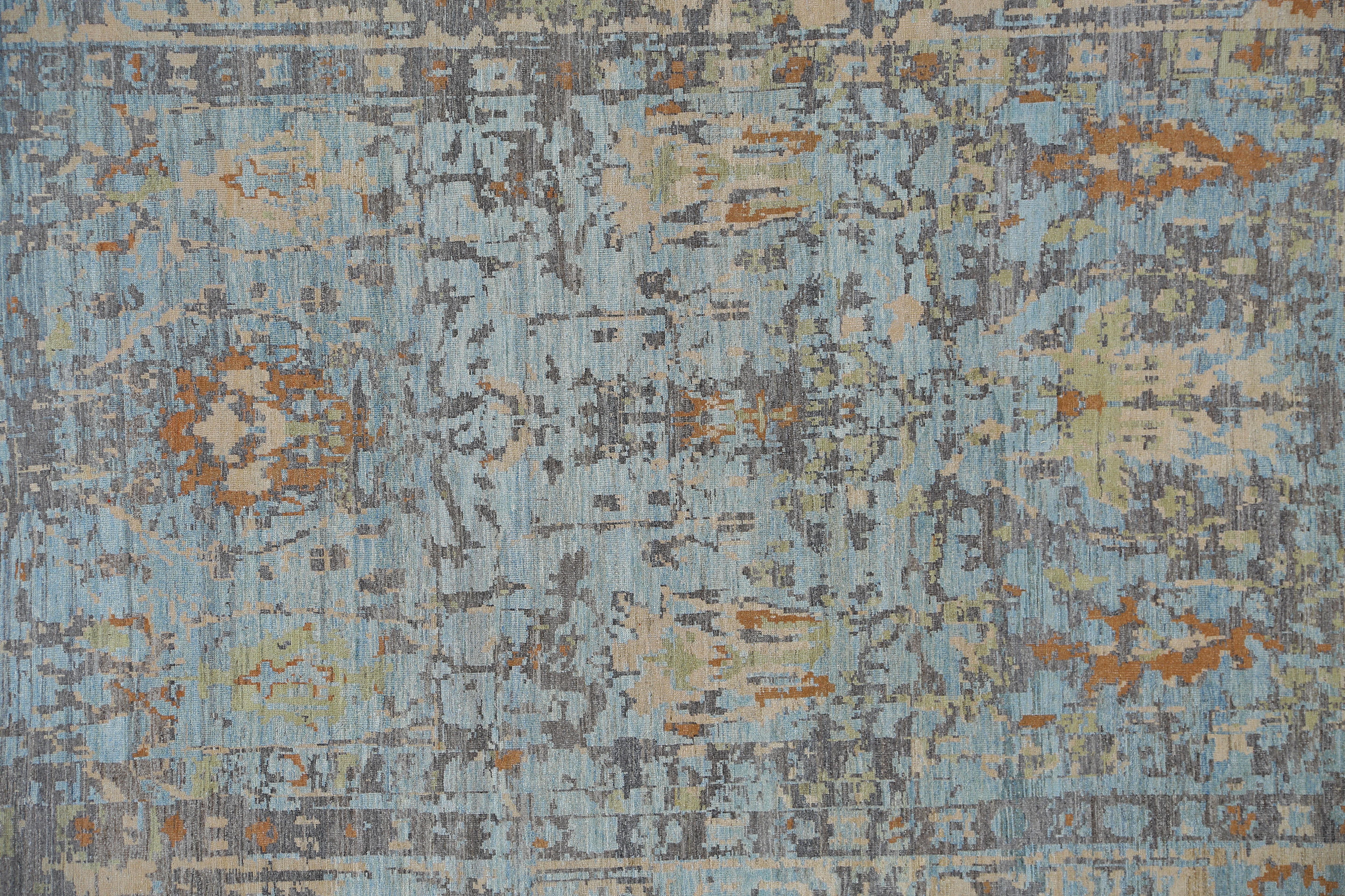 Afghanistan Sultanabad Rugs Circa 1990 - Lana Blu Avorio Arancione - 95526 in vendita 3