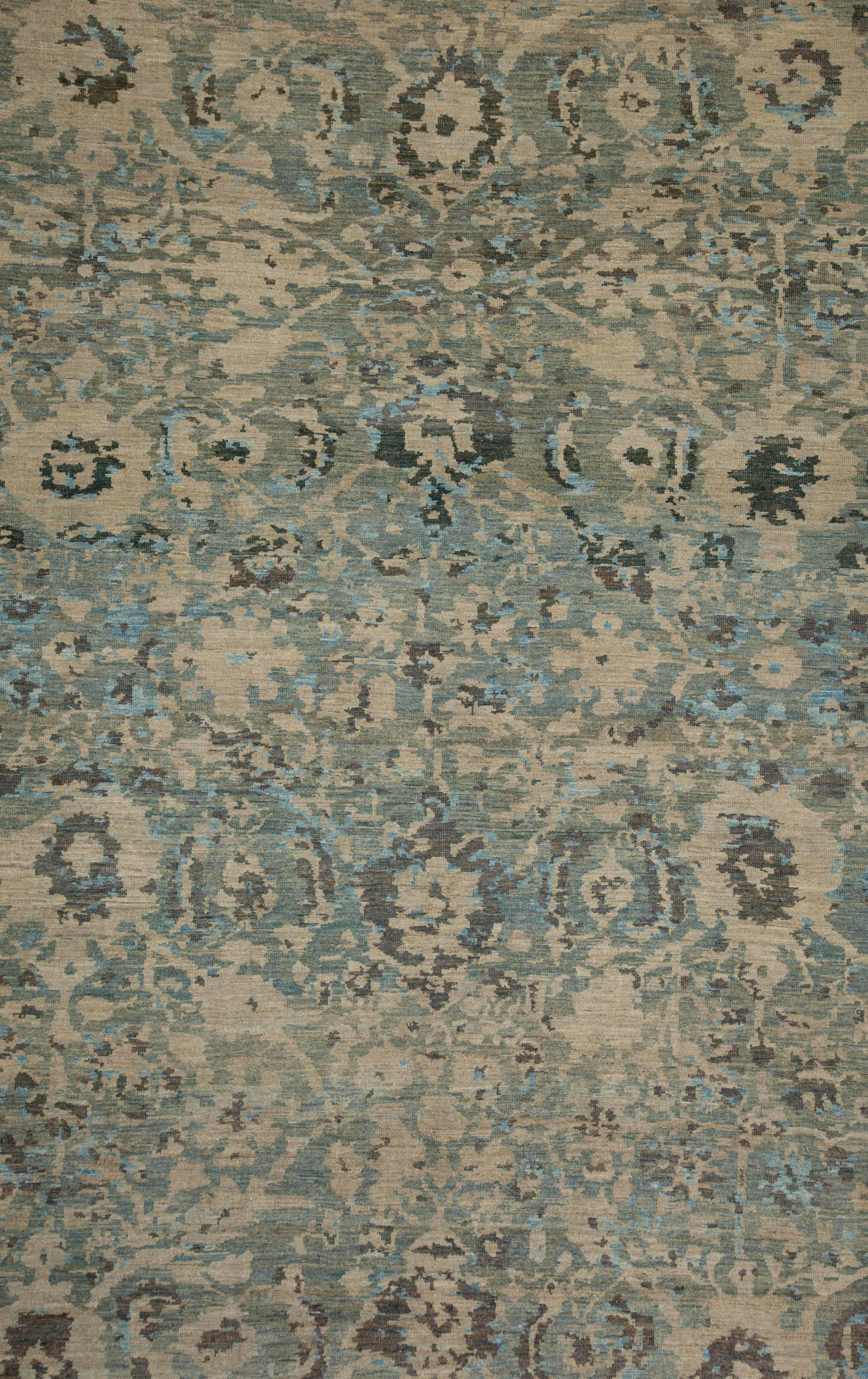 Moderner moderner türkischer Sultanabad-Teppich mit floralem Design und ohne Bordüren (Handgewebt) im Angebot