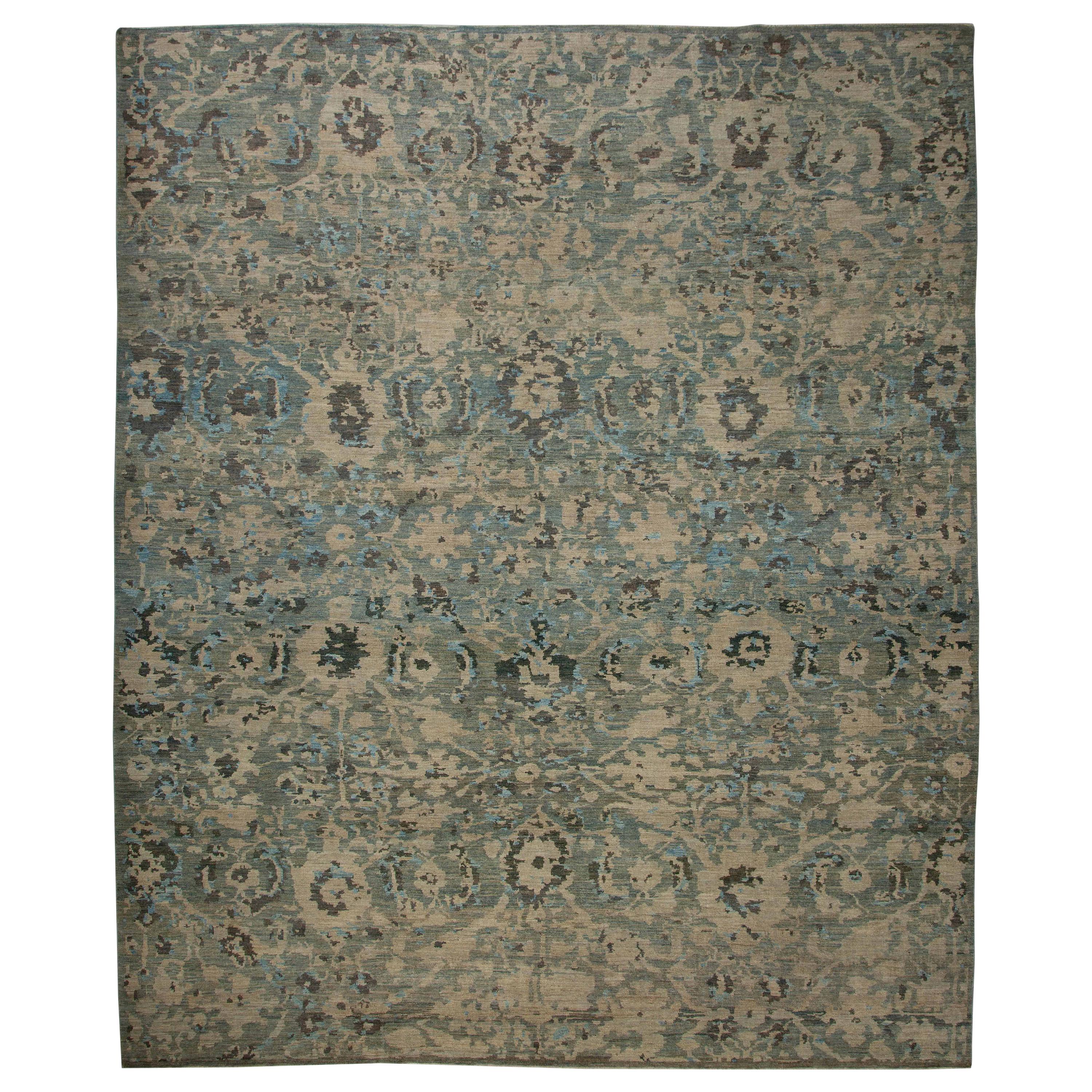 Modern Turkish Sultanabad Rug with Allover Floral Design and No Borders For Sale