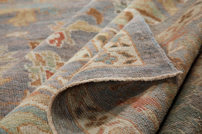 Modern Turkish Sultanabad Rug with Gray Field and Allover Floral Patterns For Sale at 1stDibs