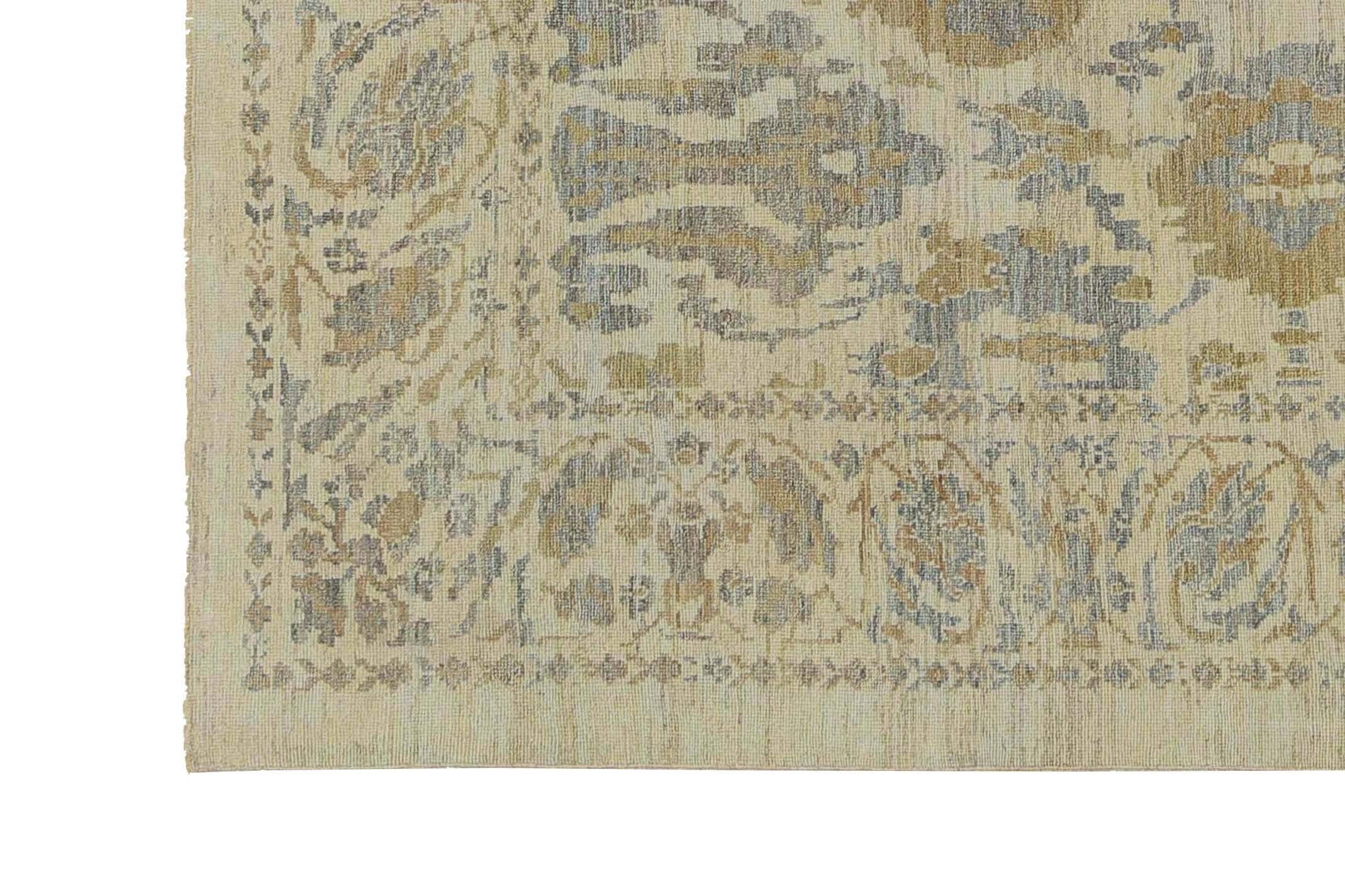 Modern Turkish Sultanabad Rug with Green/Blue Color Tones For Sale 6