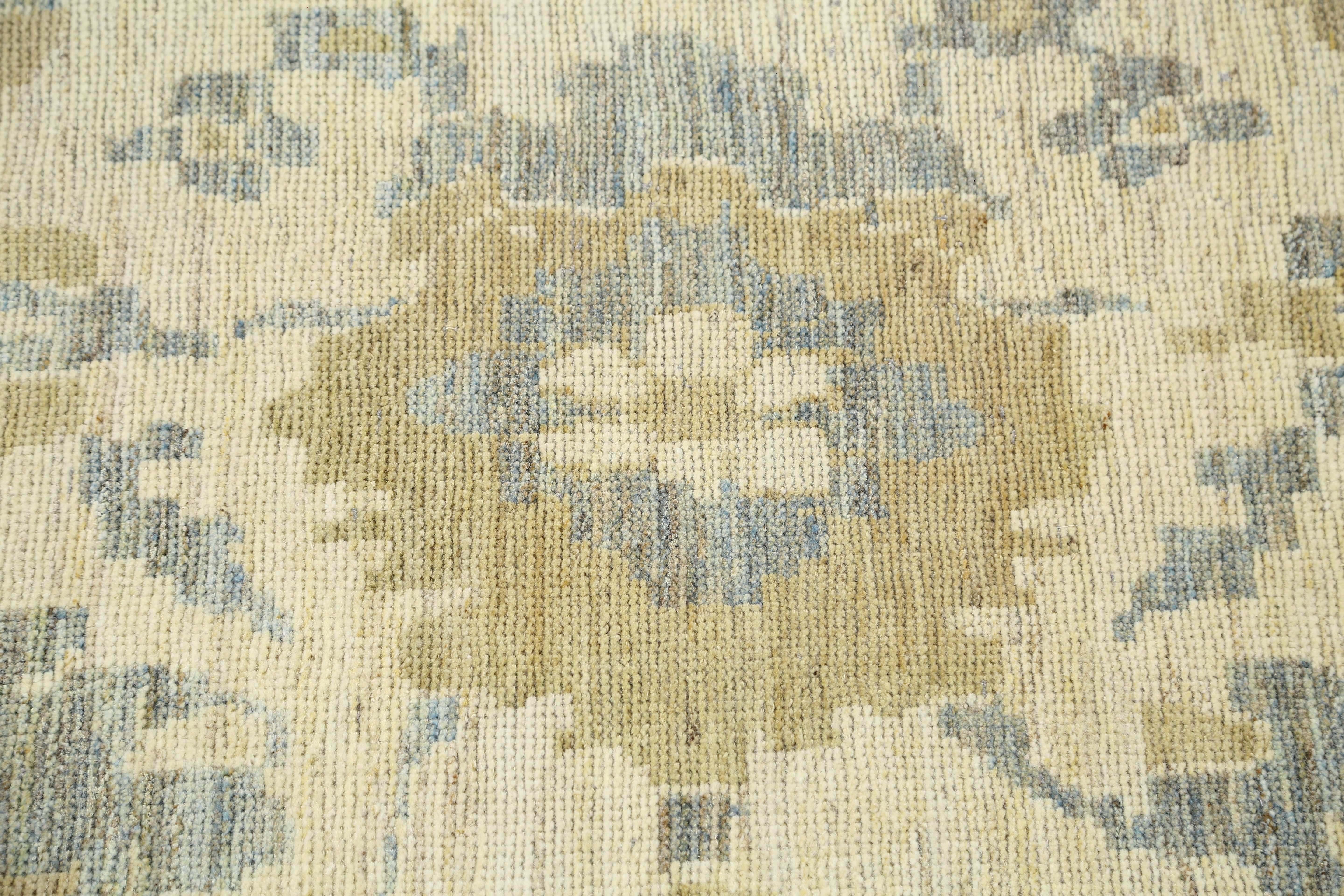 Hand-Woven Modern Turkish Sultanabad Rug with Green/Blue Color Tones For Sale