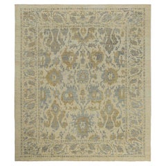 Modern Turkish Sultanabad Rug with Green/Blue Color Tones