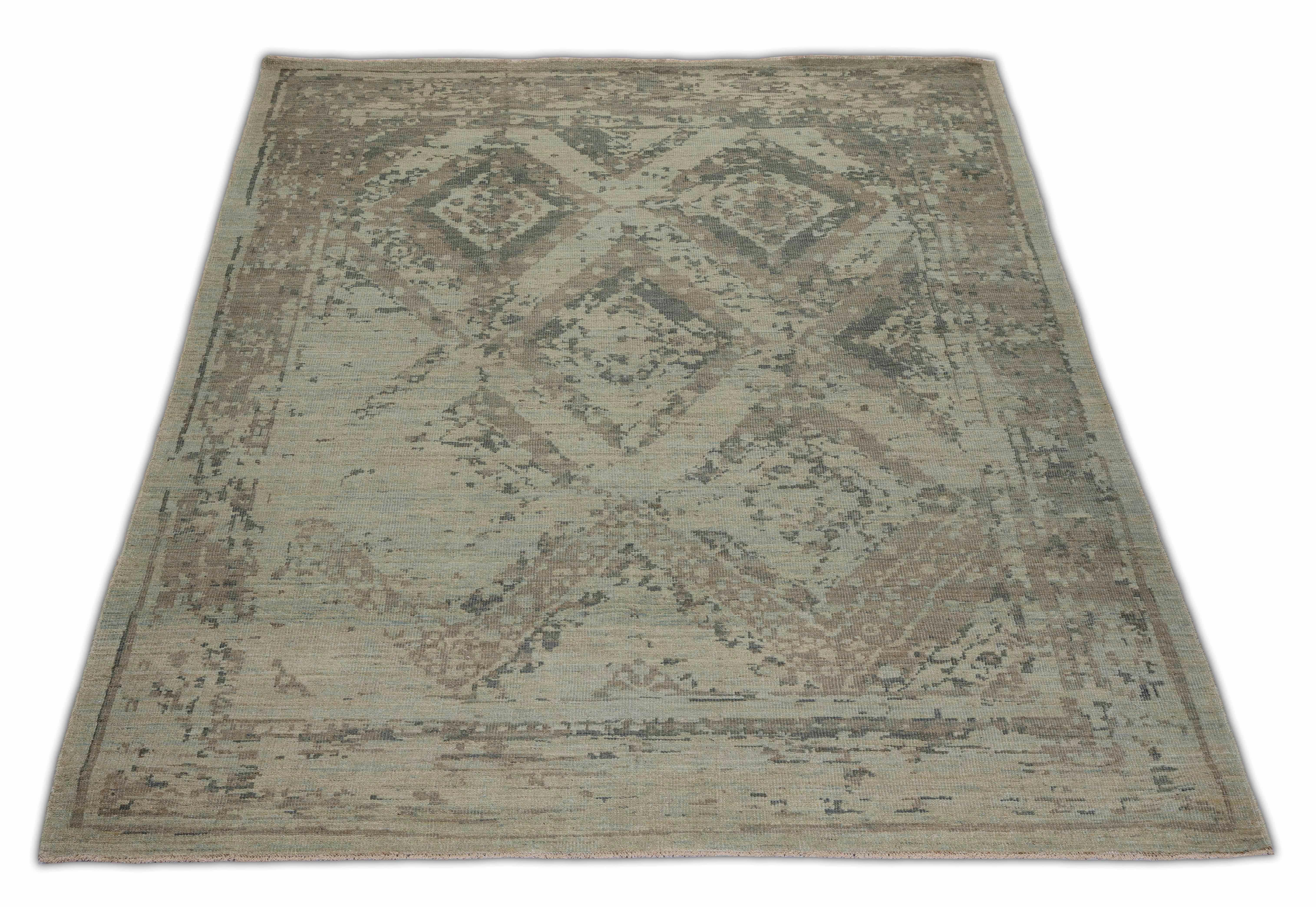 Persian Modern Turkish Sultanabad Rug with Large Diamond Floral Details For Sale