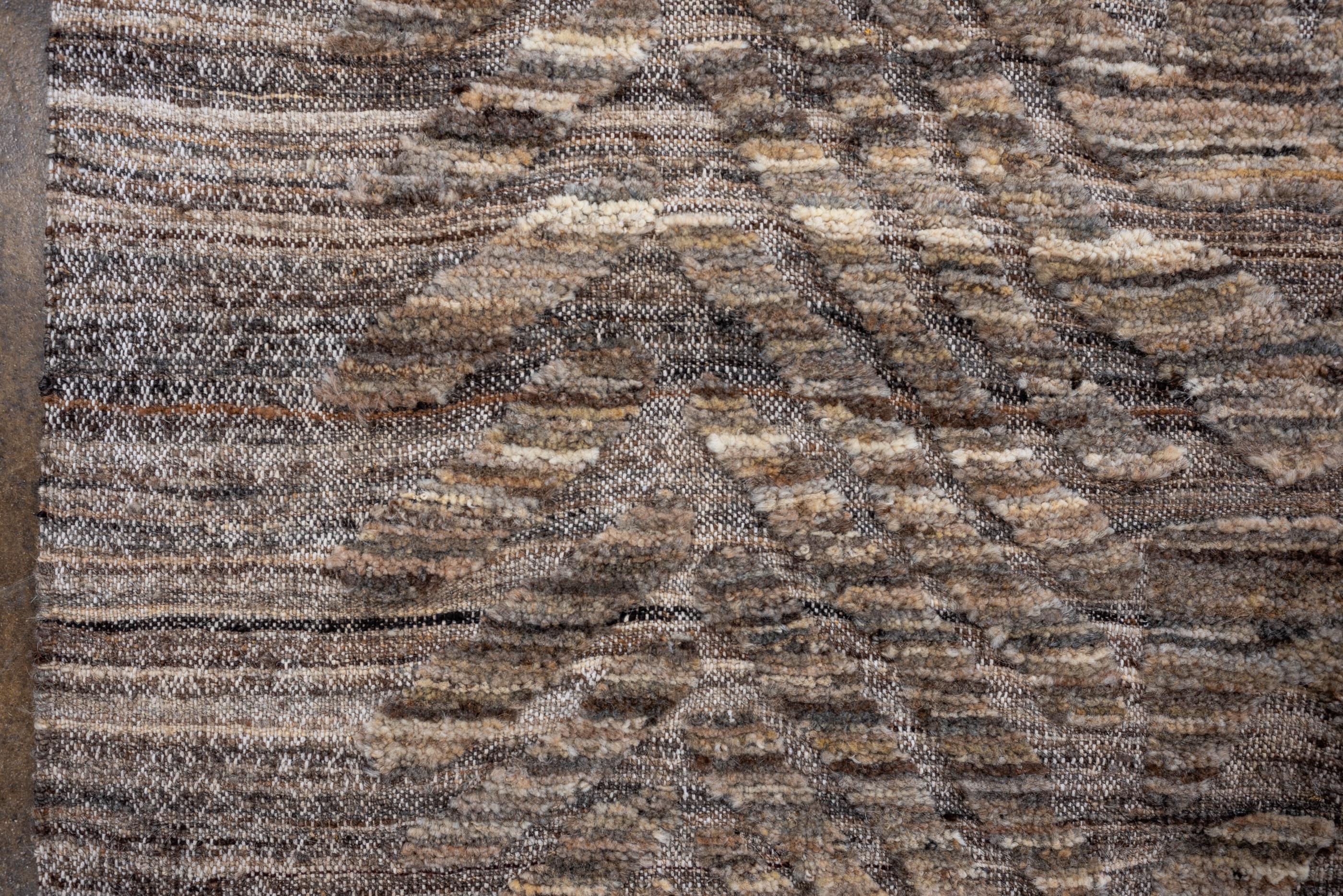 Contemporary Modern Turkish Tulu, with Zig Zag Design in Shades of Brown For Sale
